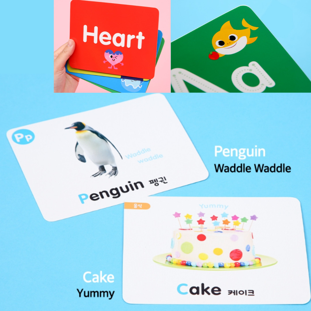 PINKFONG Baby Shark Alphabet Flash cards 120 English Vocabulary Cards