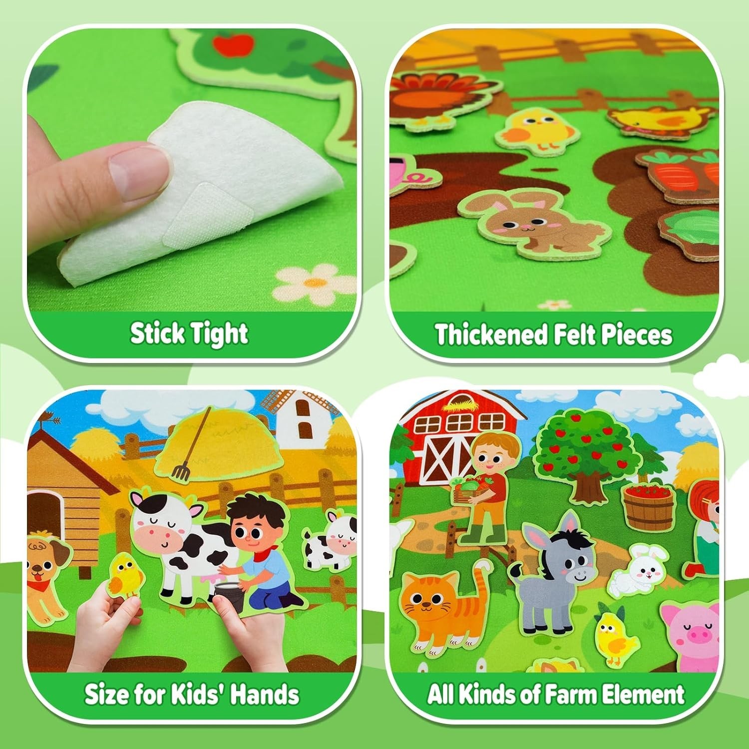 Farm Animals Felt Story Board Set 41PCS Preschool Farmhouse Barnyard Theme Bu…