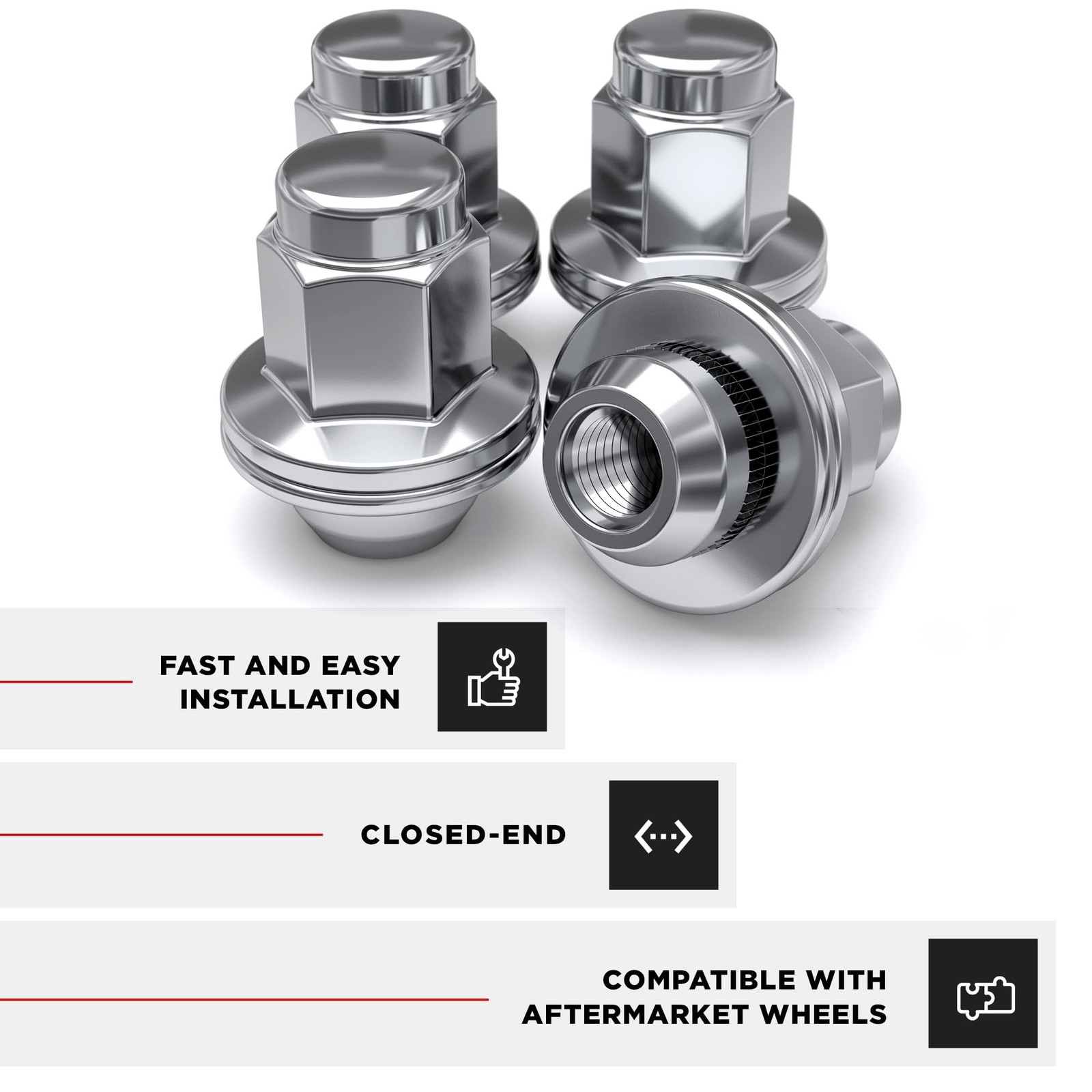 White Knight M14 x 1.50 Thread Lug Nut for Toyota Land Cruiser/Sequoia/Tundra…