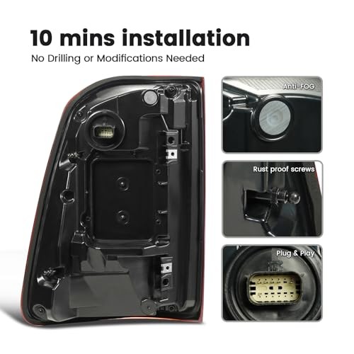 Tail Light Assembly Compatible With 19 RAM 1500 LED Black w/o Blind Spot RH