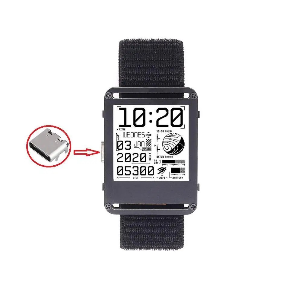 ESP32 V2.0 E-ink Screen Open Source Smart Watch Ultra-low Power Watch