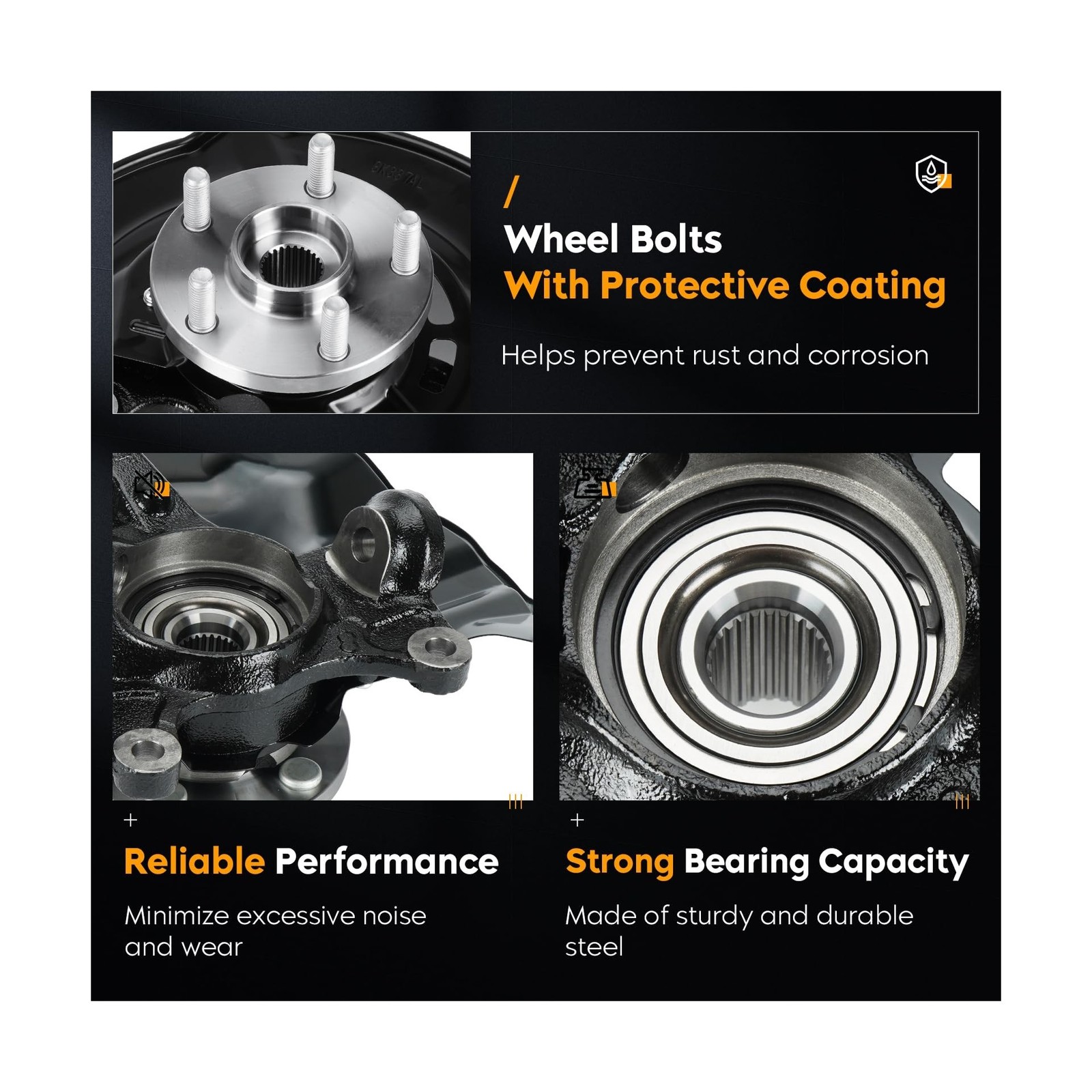 2PCS Front Steering Knuckles & Wheel Bearing Hub Assembly Fit for Coro…