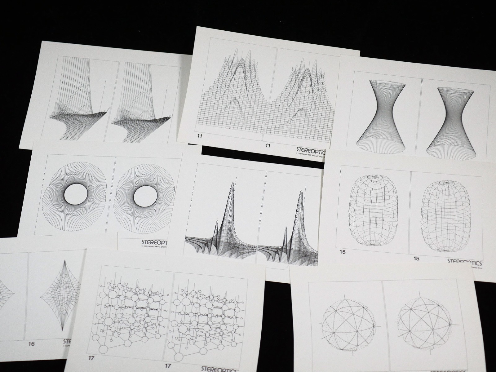 STEREOPTICS 18 Stereoscopic 3-D Computer Drawings 3D Viewer 1981 Earthings Corp