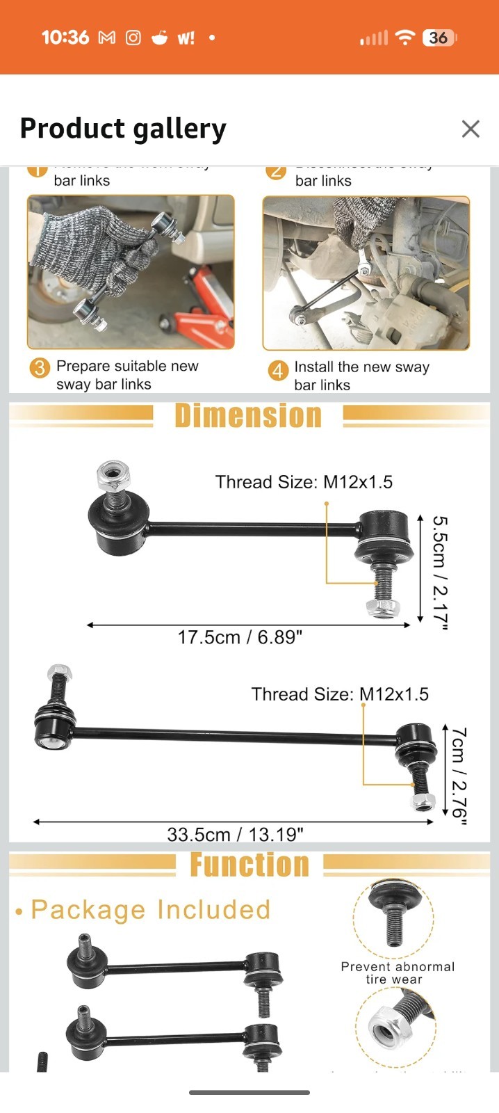 4PC Front and Rear Sway Bar Link K90349 K90716 K90717 for Acura MDX 2001 2002