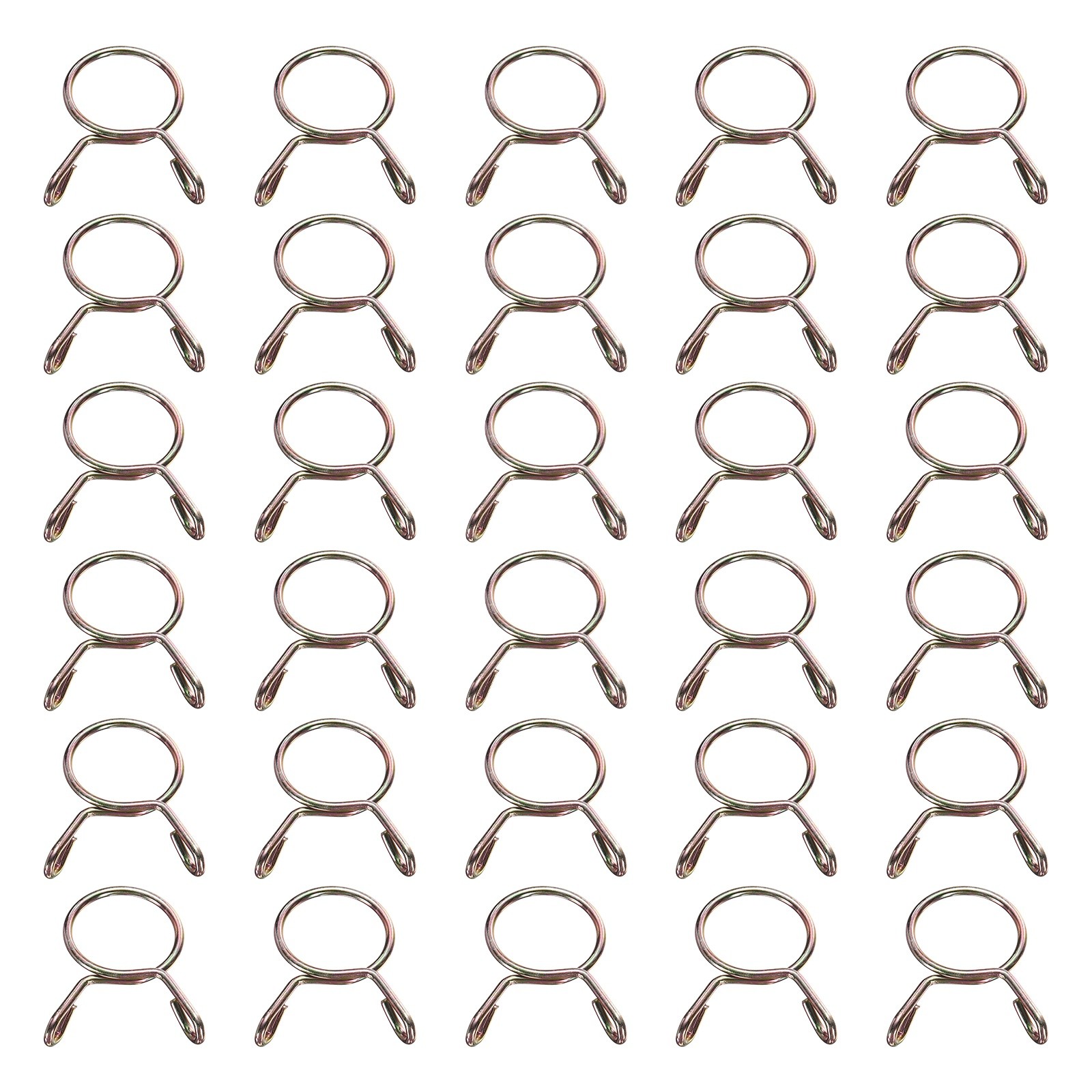30Pcs 16mm ID 18.7mm OD Fuel Line Hose Clips 65Mn Spring Clips Clamps Gold