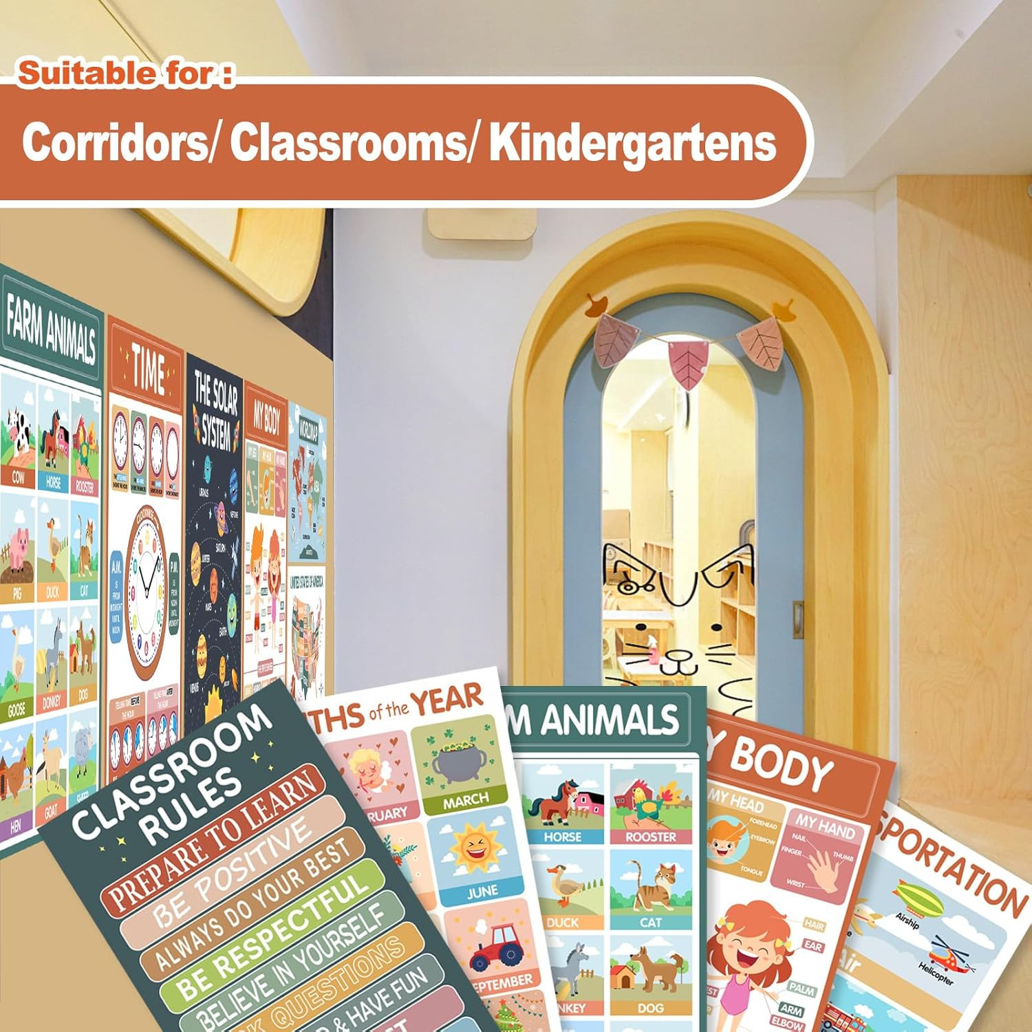 Toddler Learning Posters -18 Boho Educational Posters for Toddlers 1-5