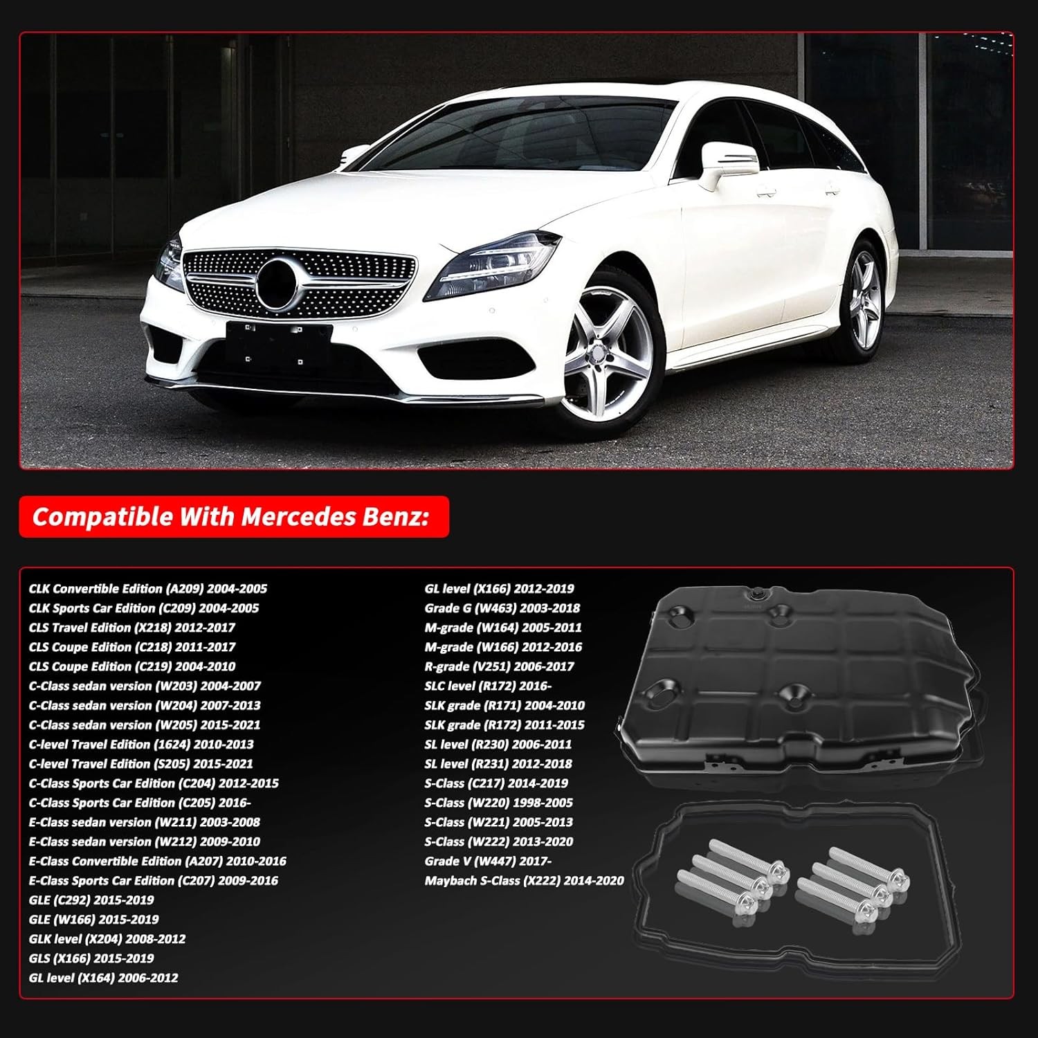 Automotive Transmission Oil Pan Set 8pcs for Mercedes-Benz 1998-2025 C250 C300