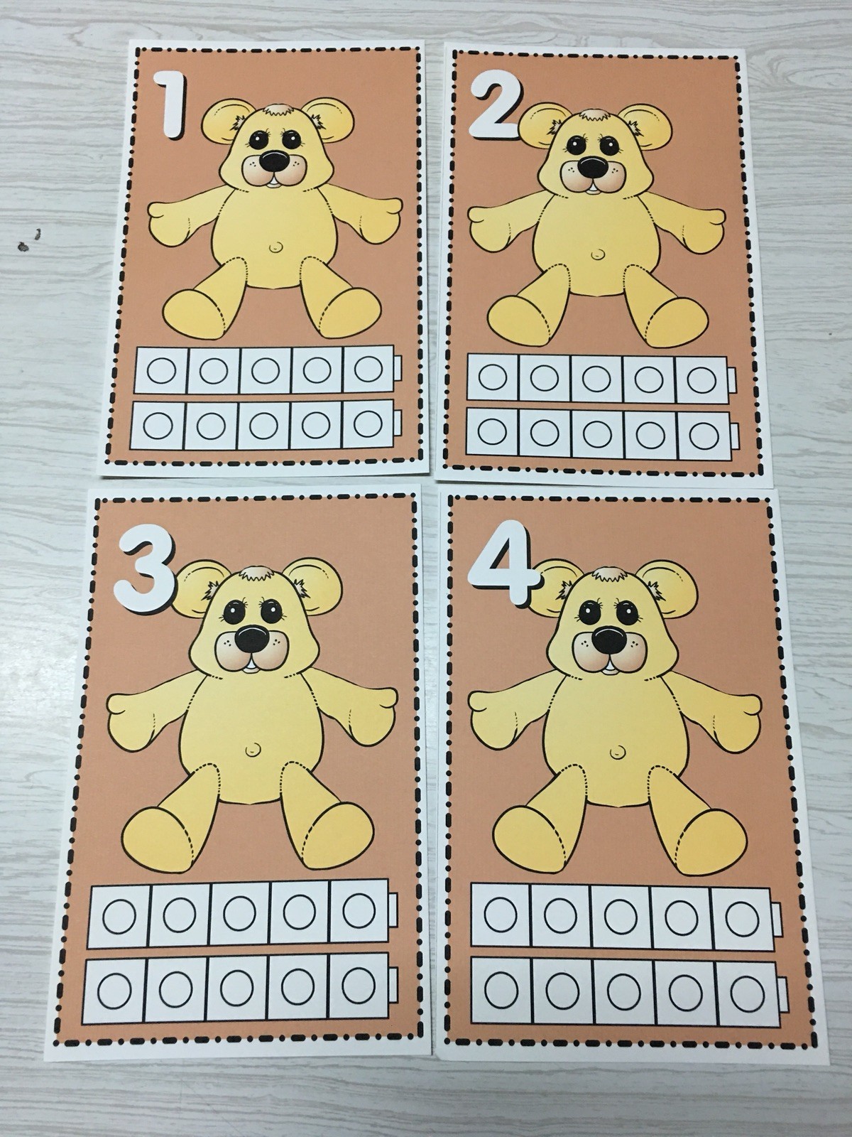 Teddy Bears Laminated Unifix Ten frame Set – teaching supplies