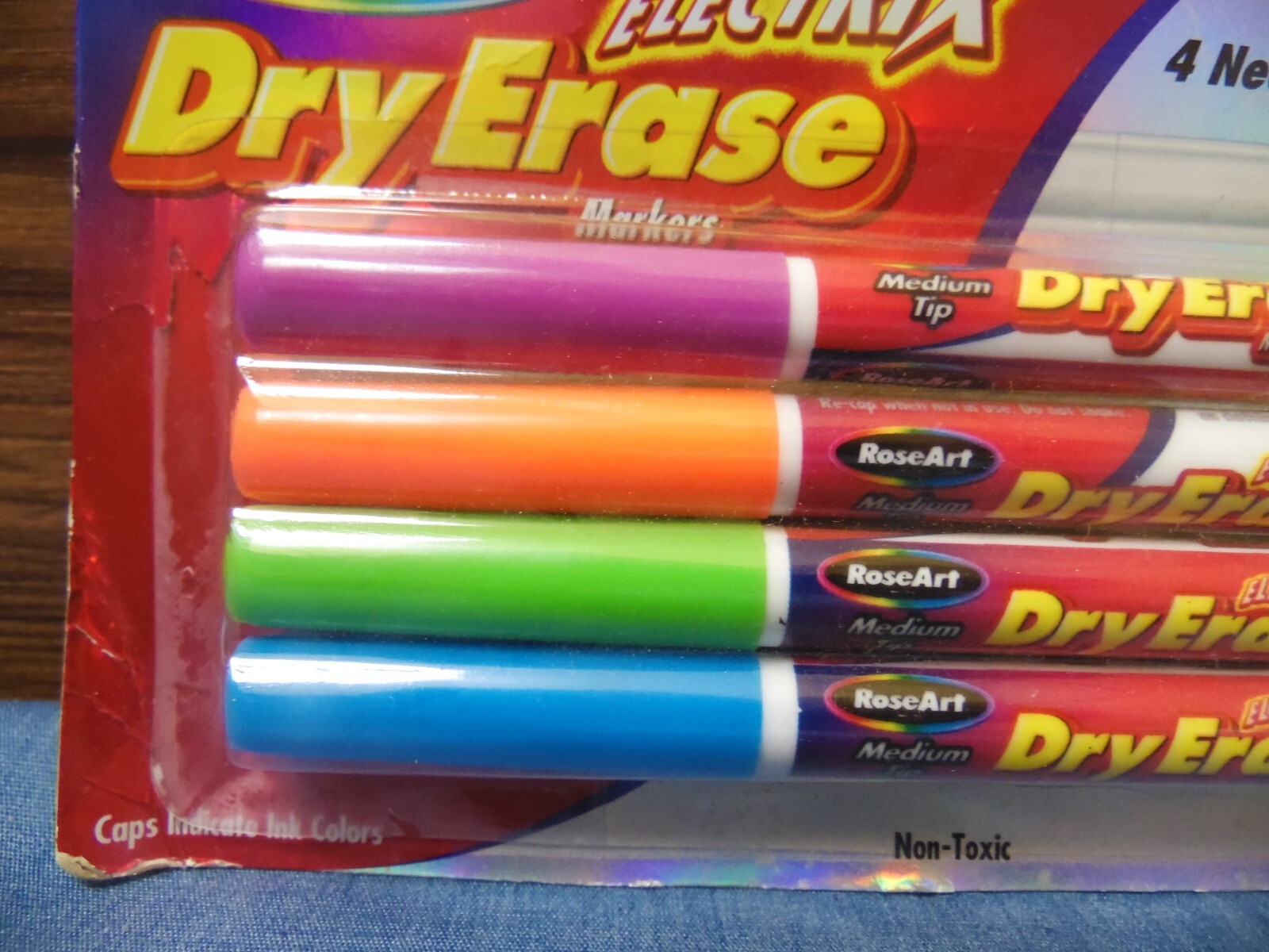 ELECTRIX 4 DRY ERASE MARKERS Bright Neon Colors Medium Tip RARE Movie Prop