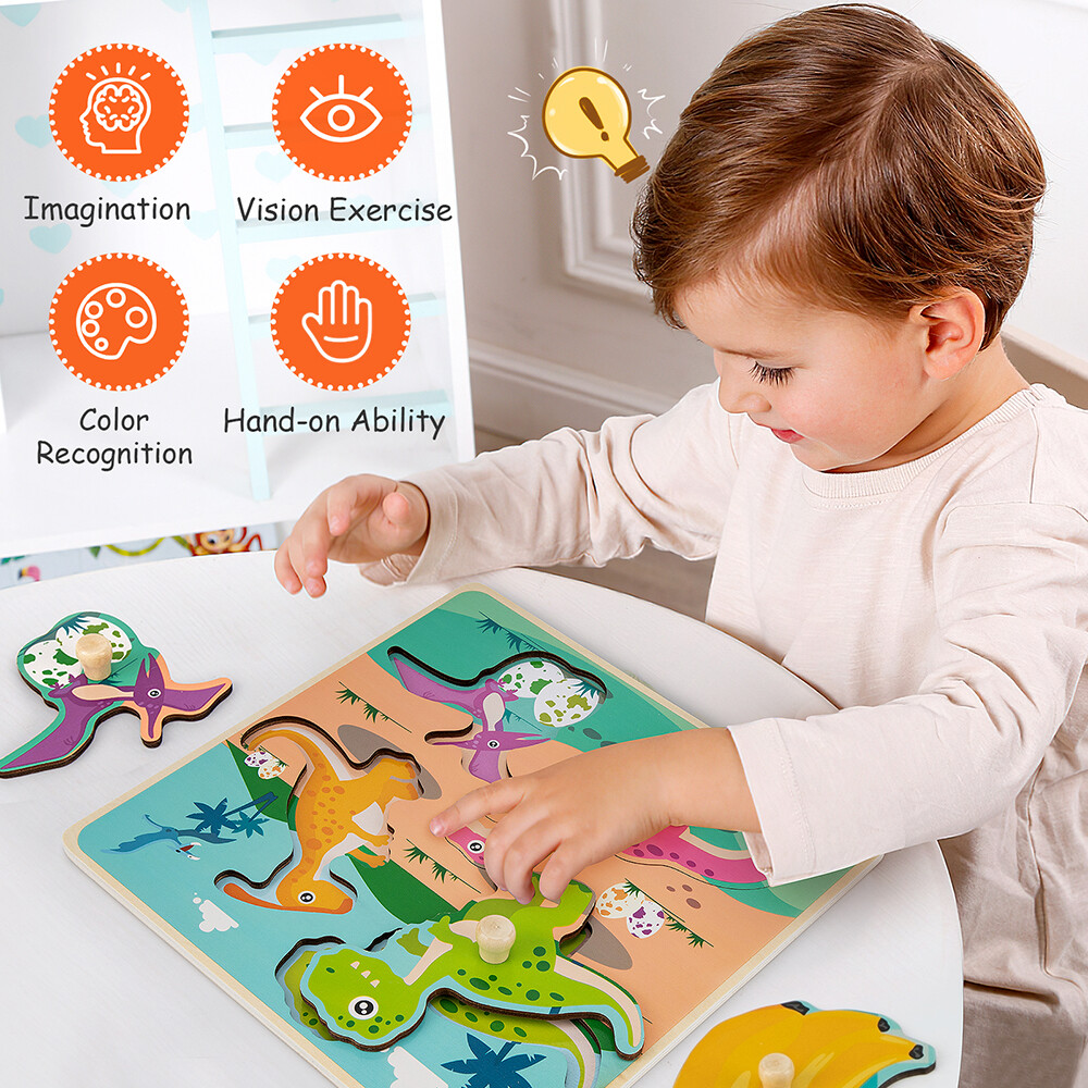 Wooden Jigsaw Puzzles for Kids Age 1 2 3 Toddler Puzzles Toys, Preschool Set 4