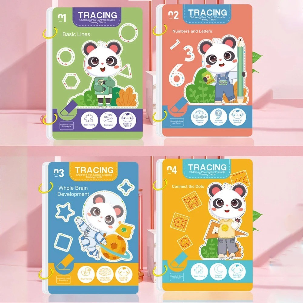 34-Page Kids Workbook Reusable Erasable Pen Early Learning Drawing Writing