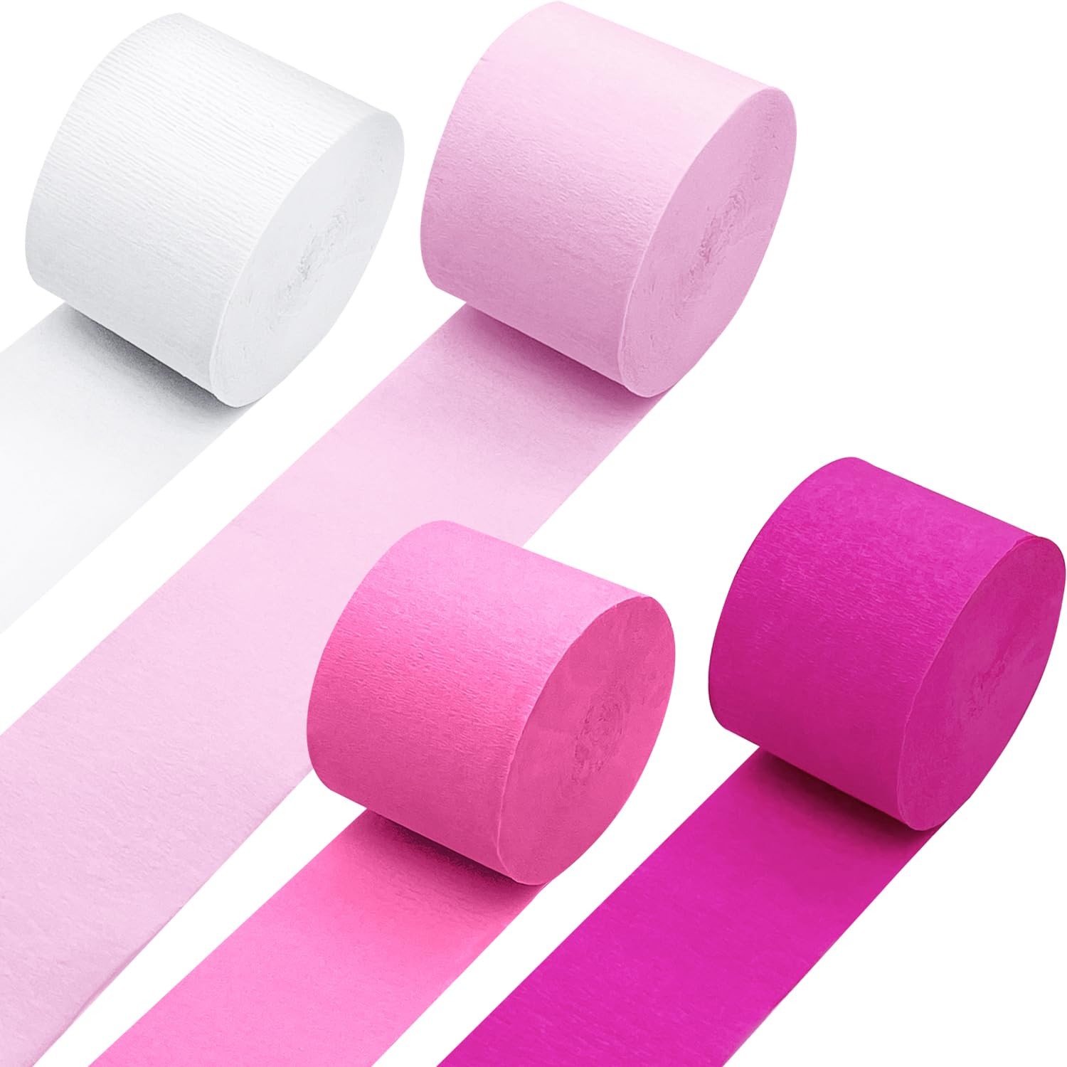 PheiLa Valentines Day Party Supplies, 4 Rolls Pink and White pink white