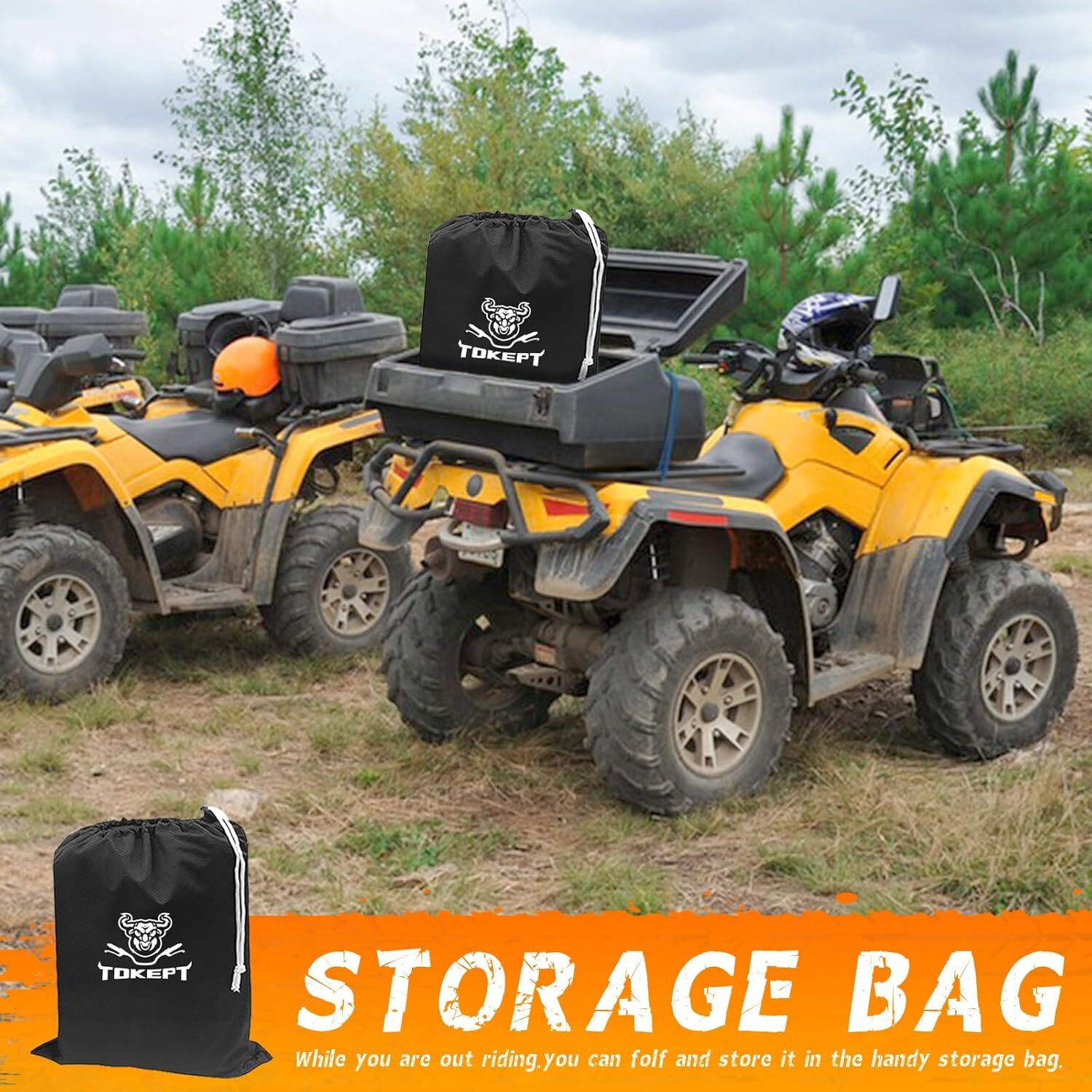 ATV Cover, Heavy Duty Black Waterproof Oxford Fabric Protective 4 Wheeler Quad