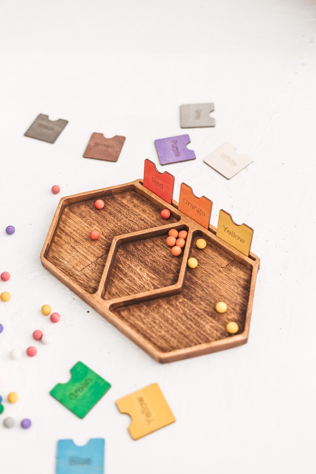 Color learning sorting toy, toddler educational toys, wooden kids gifts, Waldorf