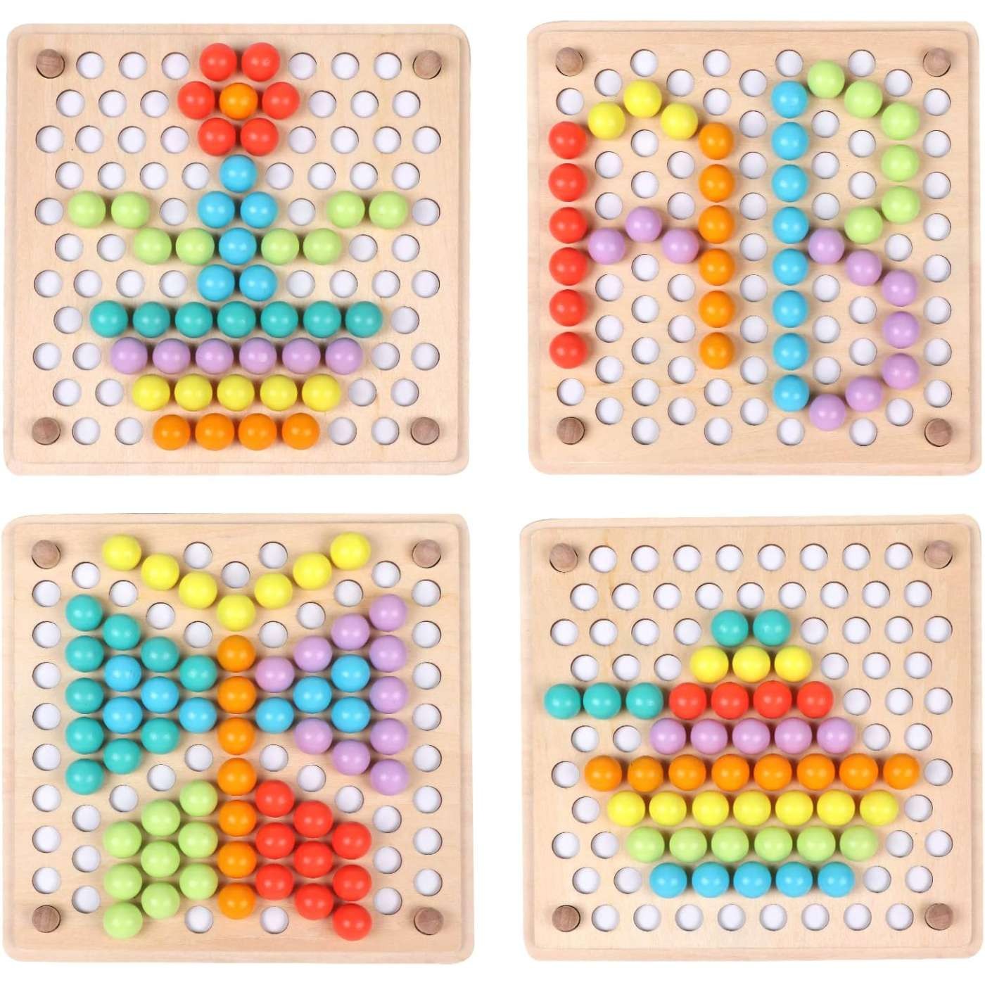 Montessori Wooden Bead Sorting Toy Color Matching Learning Educational Toy for T