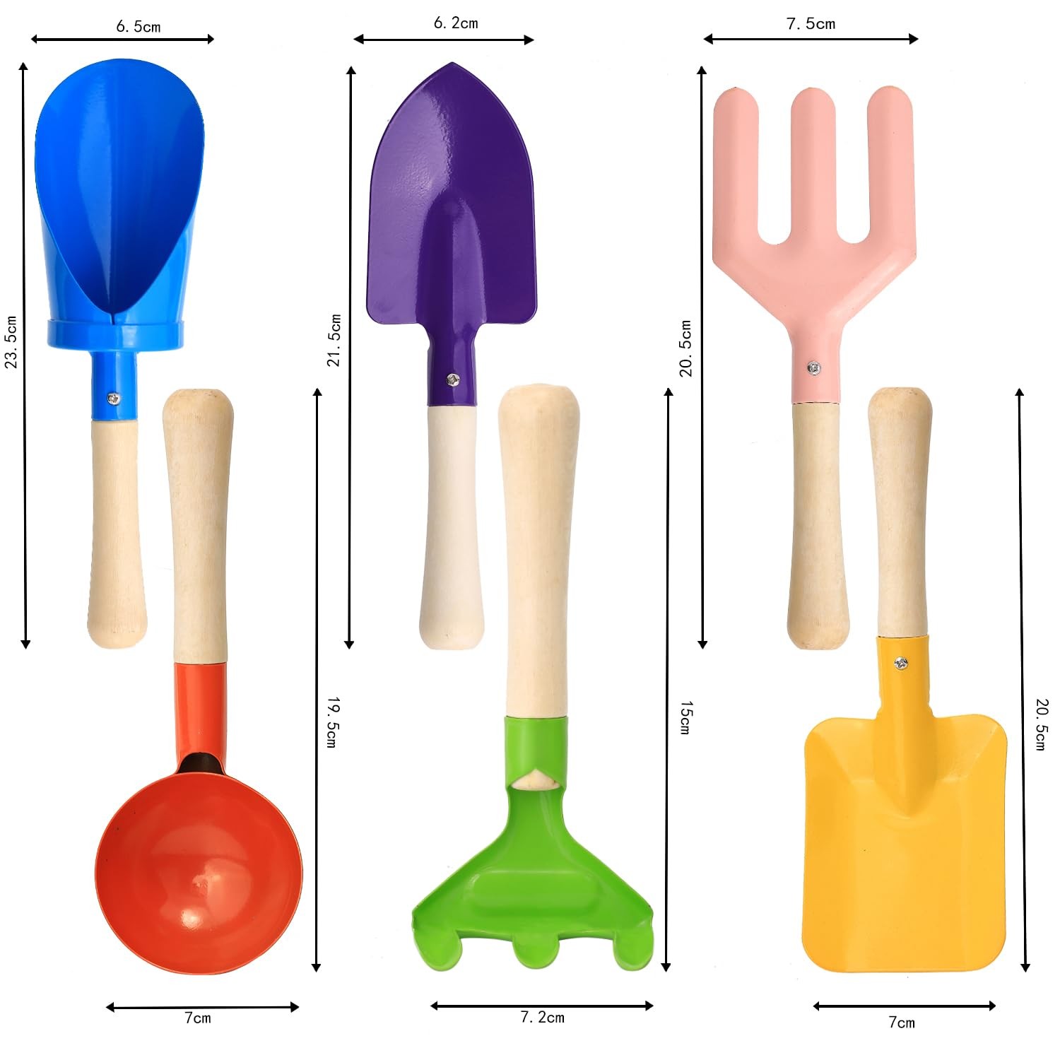 6 PCS 8″ Kids Gardening Tools, Standard, Standard Multicolor Tools