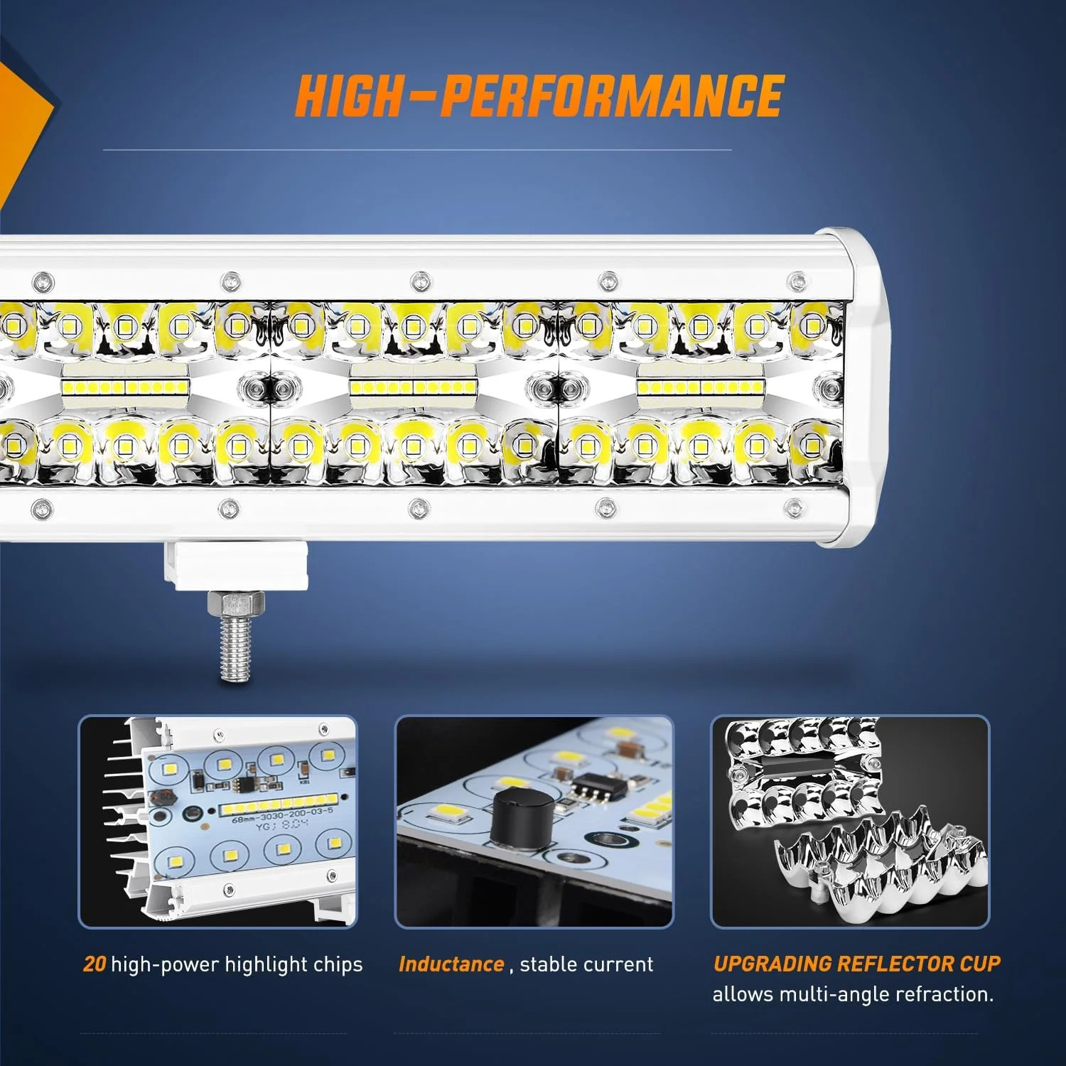 Nilight Marine LED Light Bar Navigation Lights 12 Inch White Spot Flood Combo Po