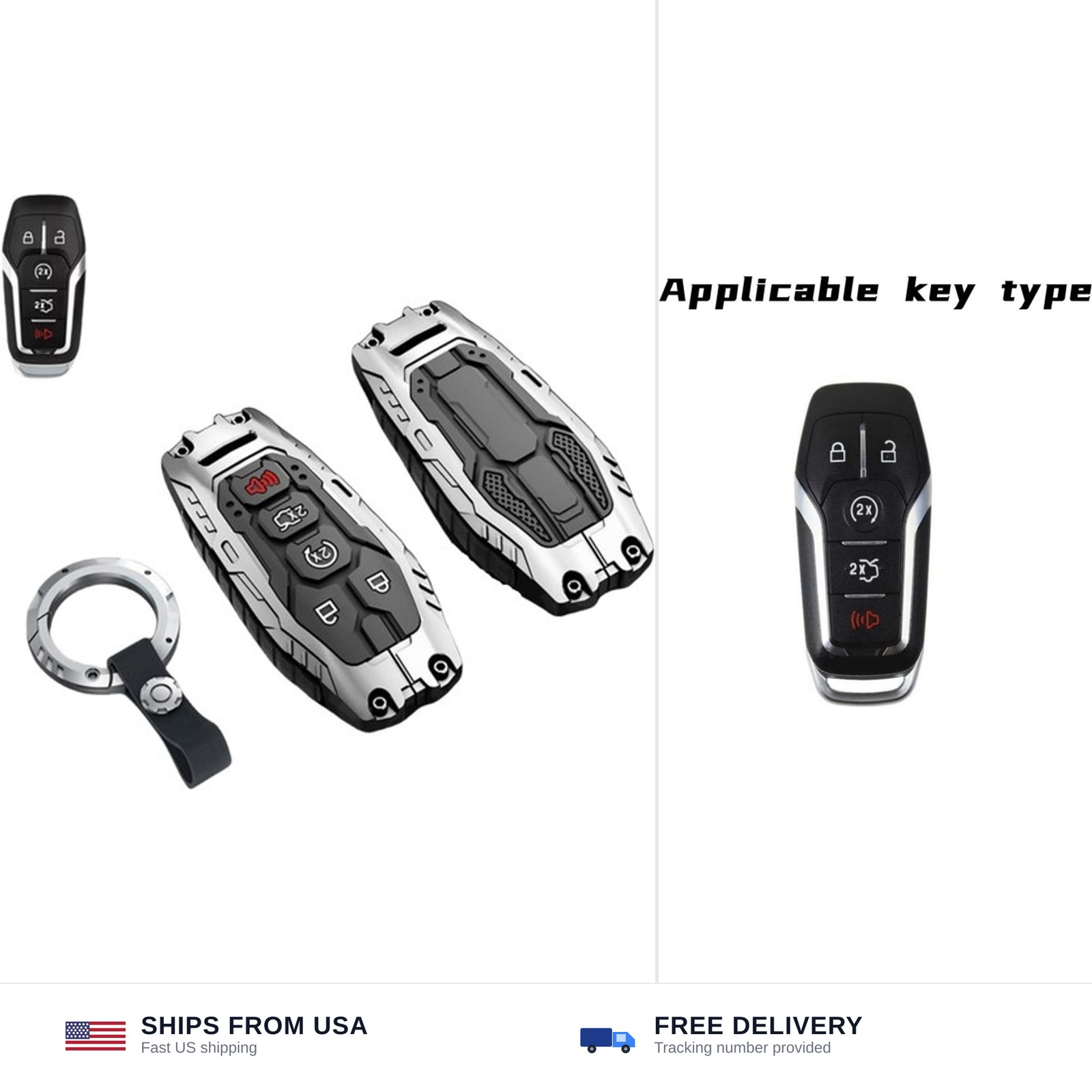 Heavy Key Fob Cover Case Protector for Ford, Keychain, Accessories for Ford F…