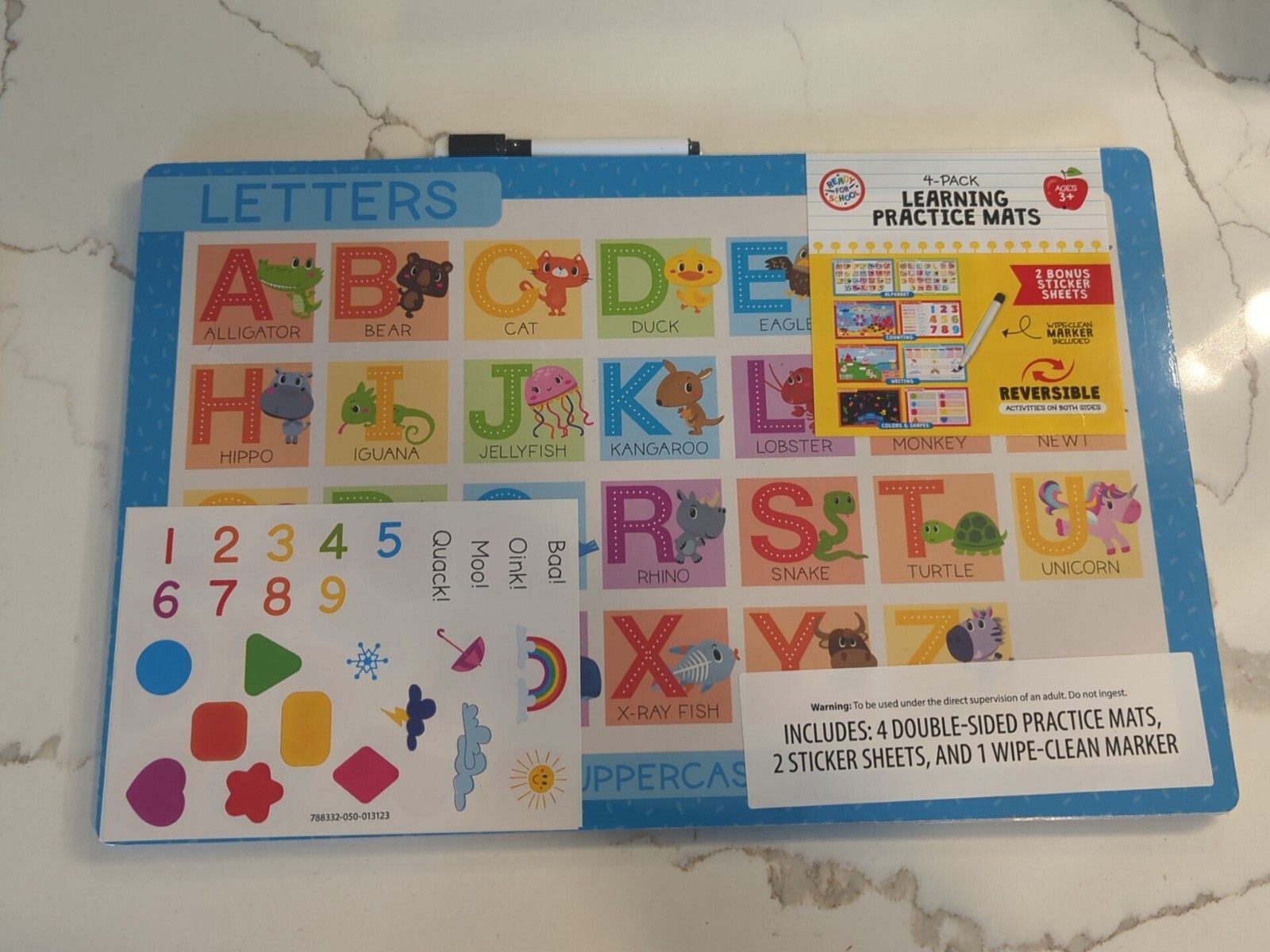 4 Pack Double-sided Learning Practice Mats Two Bonus Sticker Sheets And Marker