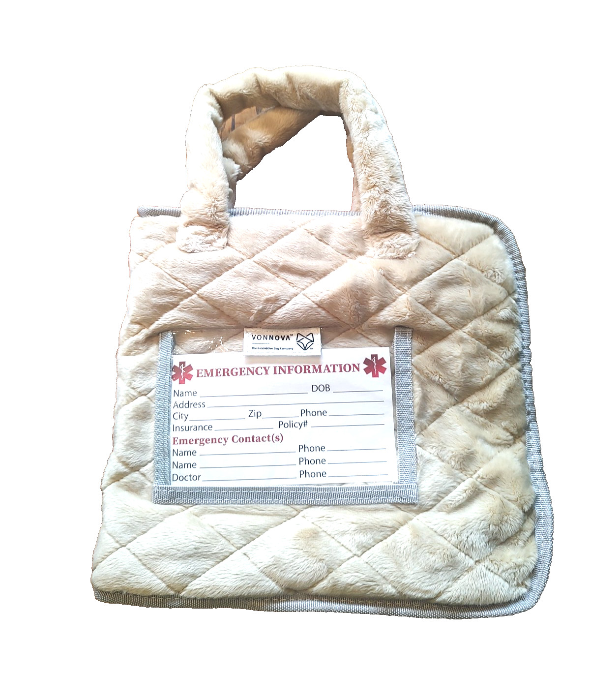 VonNova Fidget zip pouch for Dementia Sensory Adults Activities Super Soft beige