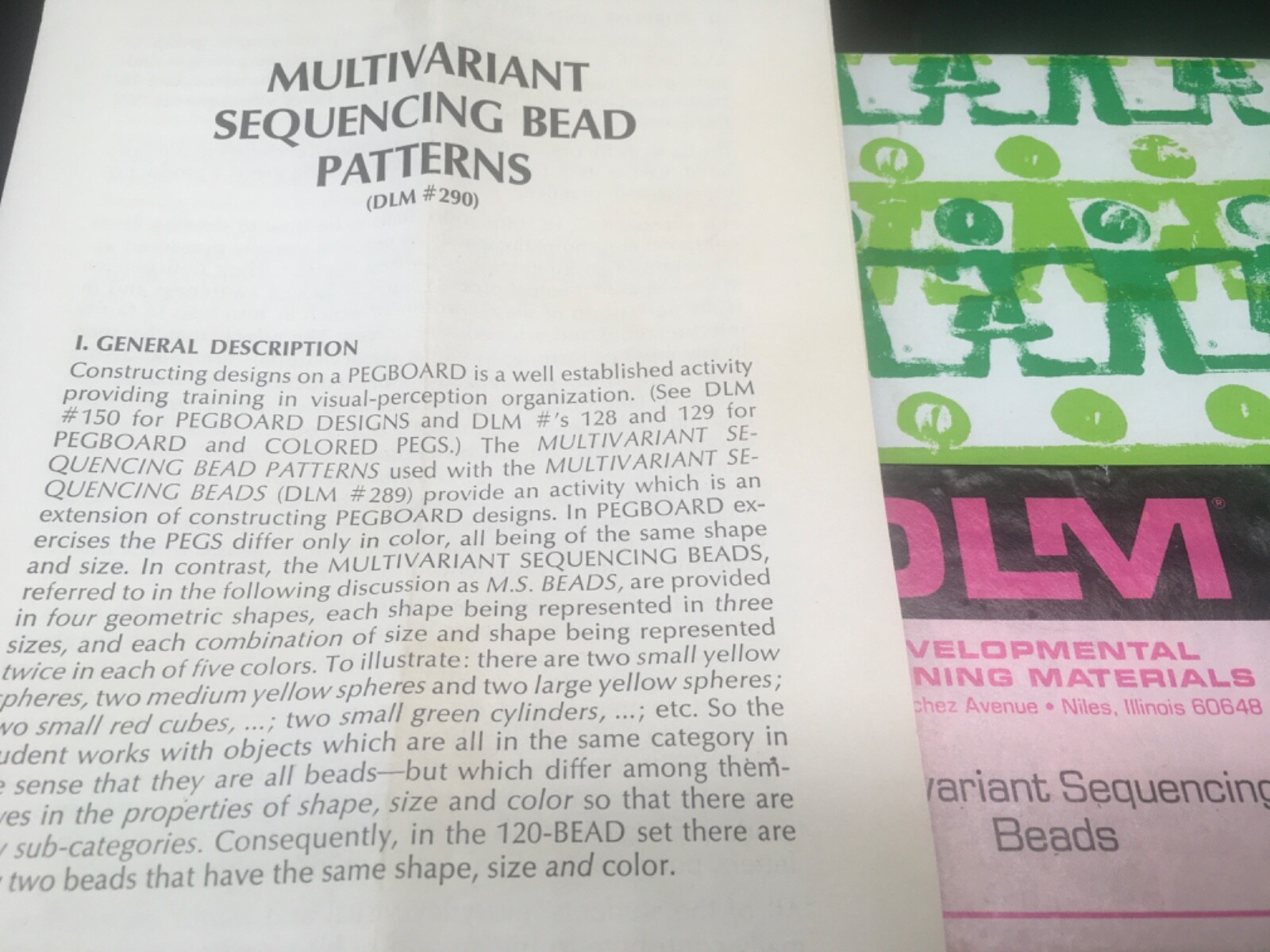 VTG 1973 DLM Developmental Learning Materials 113 Multivariant Sequencing Beads