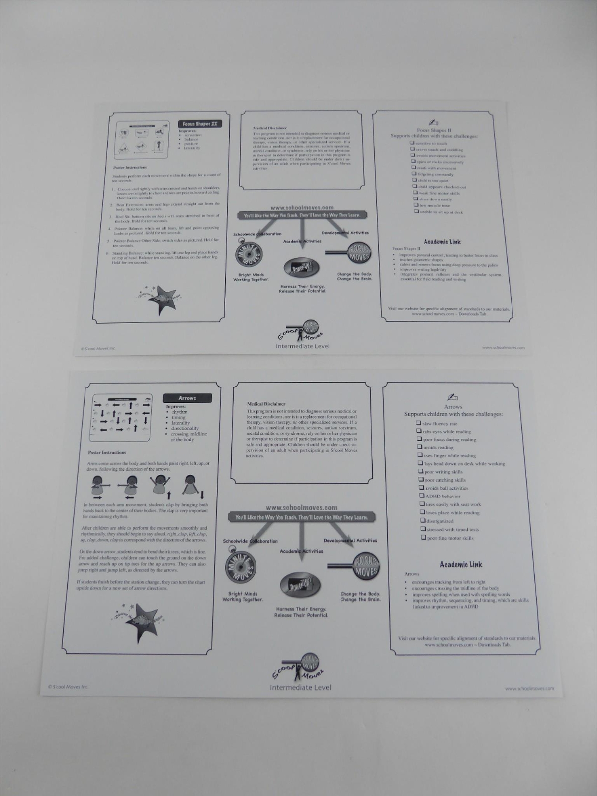 School Moves Focus Moves 11×15 Poster Picture Cards S’cool Lot of 10