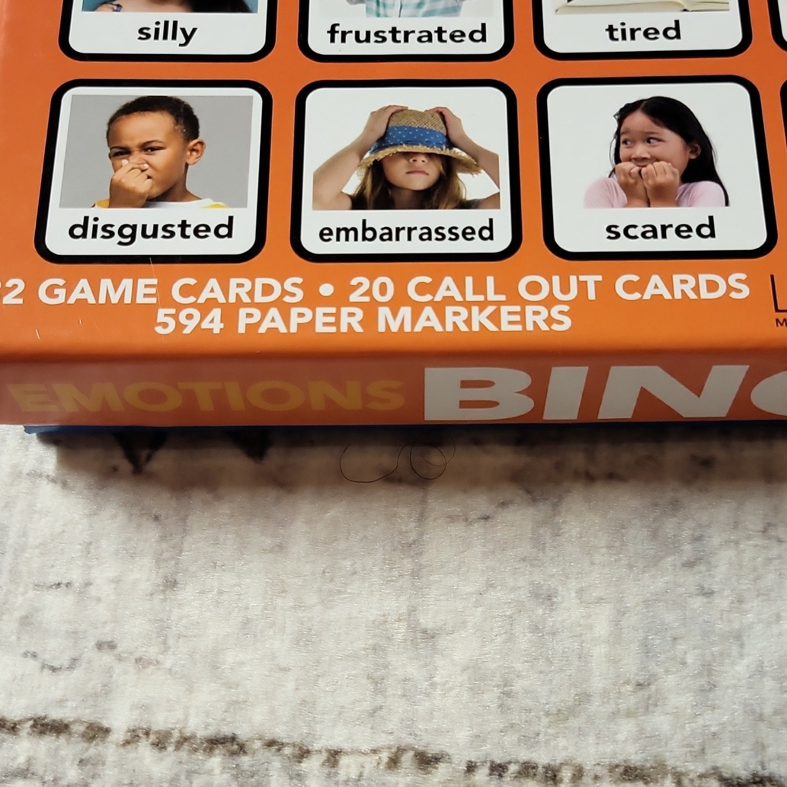 Learn365 Emotions Bingo Educational Game Set, Orange, 32 Game Cards, Markers