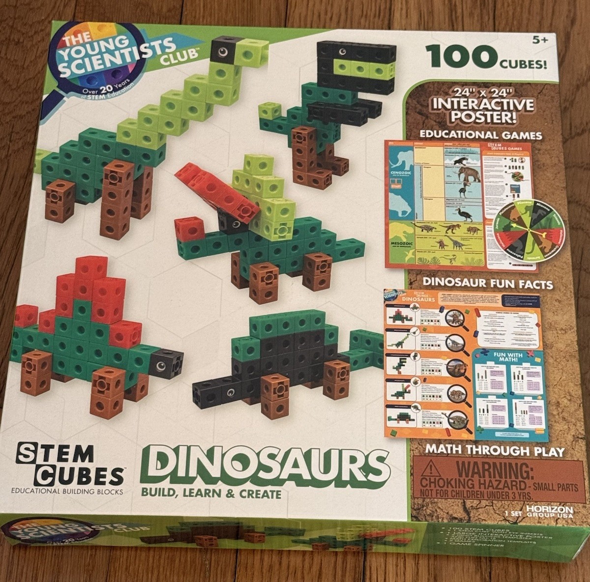 The Young Scientists Club Dinosaur STEM Cubes, Build, Learn & Create, 100 Cubes