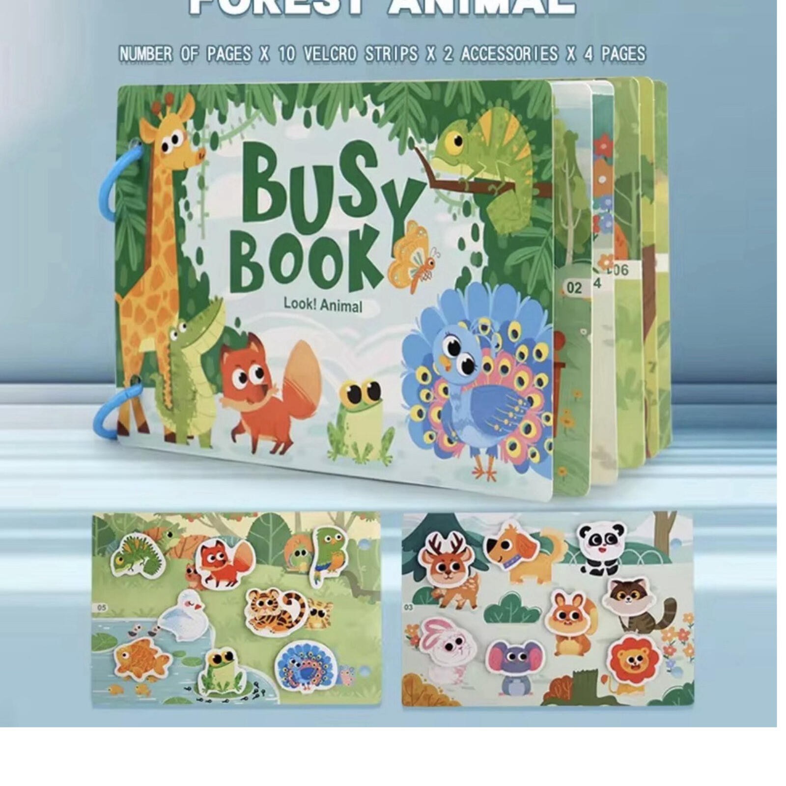 Montessori Forest Animal Busy Book Kids Interactive Activity Book Ages 3-7