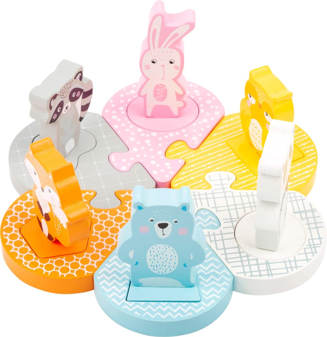 Small Foot 11472 Pastel Insert Puzzle, Motor Activity, with 6 Removable Animal F