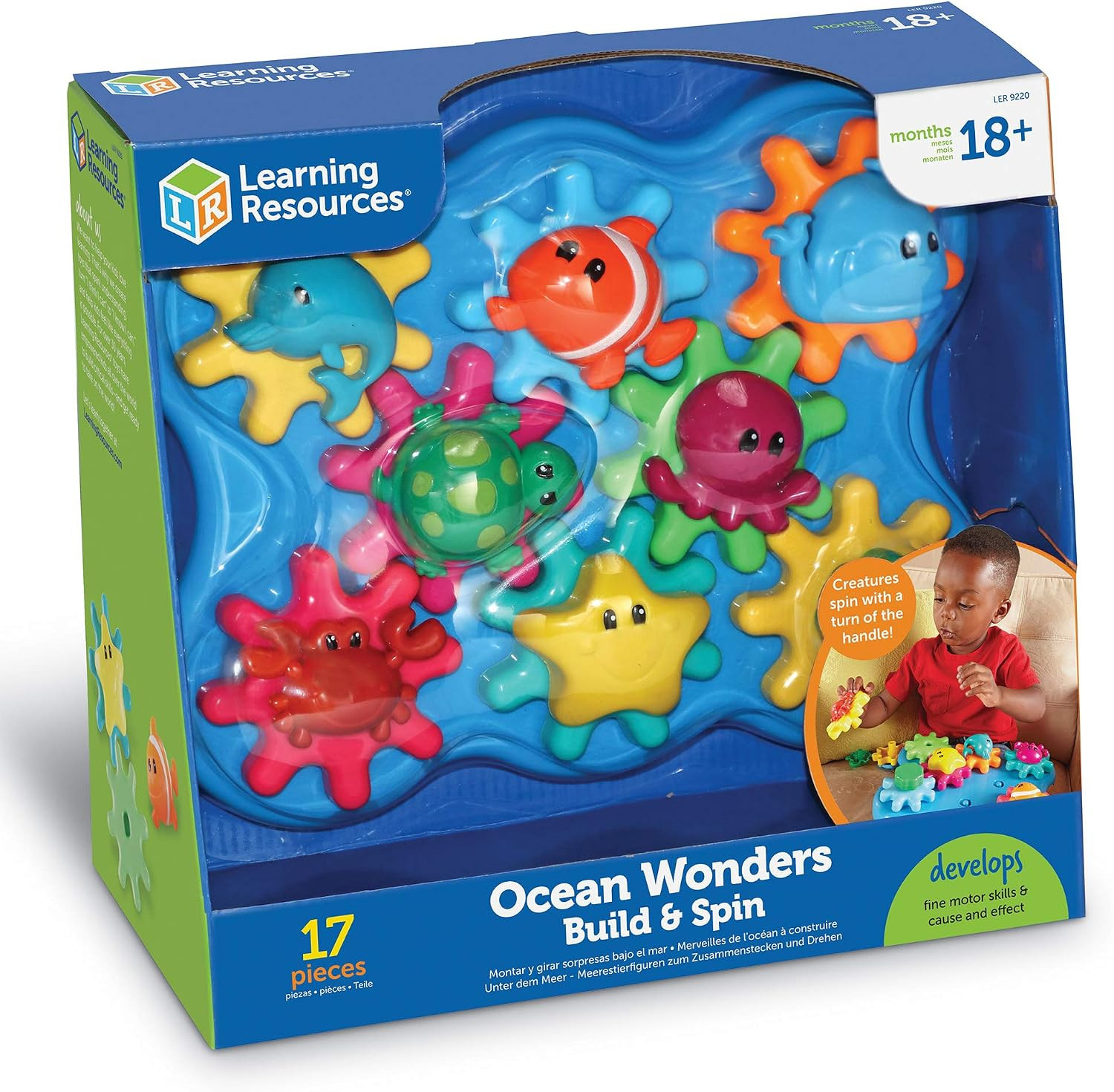 Ocean Wonders Build & Spin, Gears Toy & Building Set, 17 Pieces, Ages 18+ Months