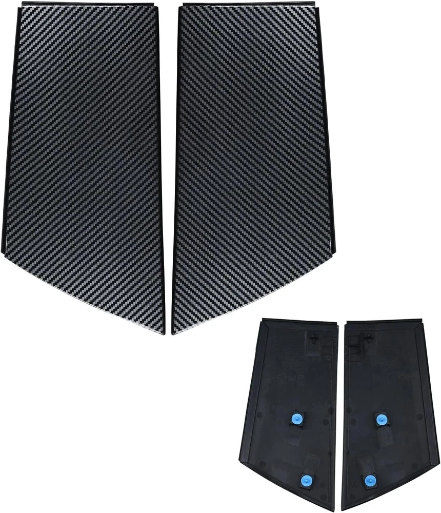 Door Window Pillar Posts Trim Cover Left&Right Finisher Lock Pillar Carbon Fiber