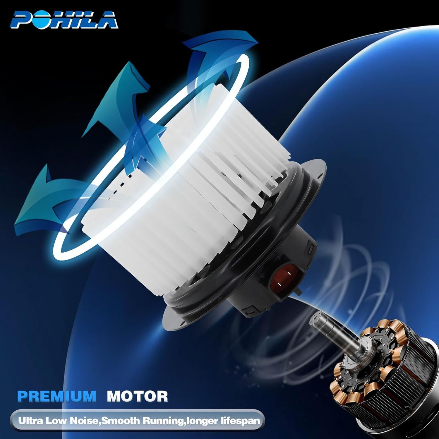 HVAC Heater Blower Motor w/Wheel Compatible with Ford Excursion 2000-2005, F-250