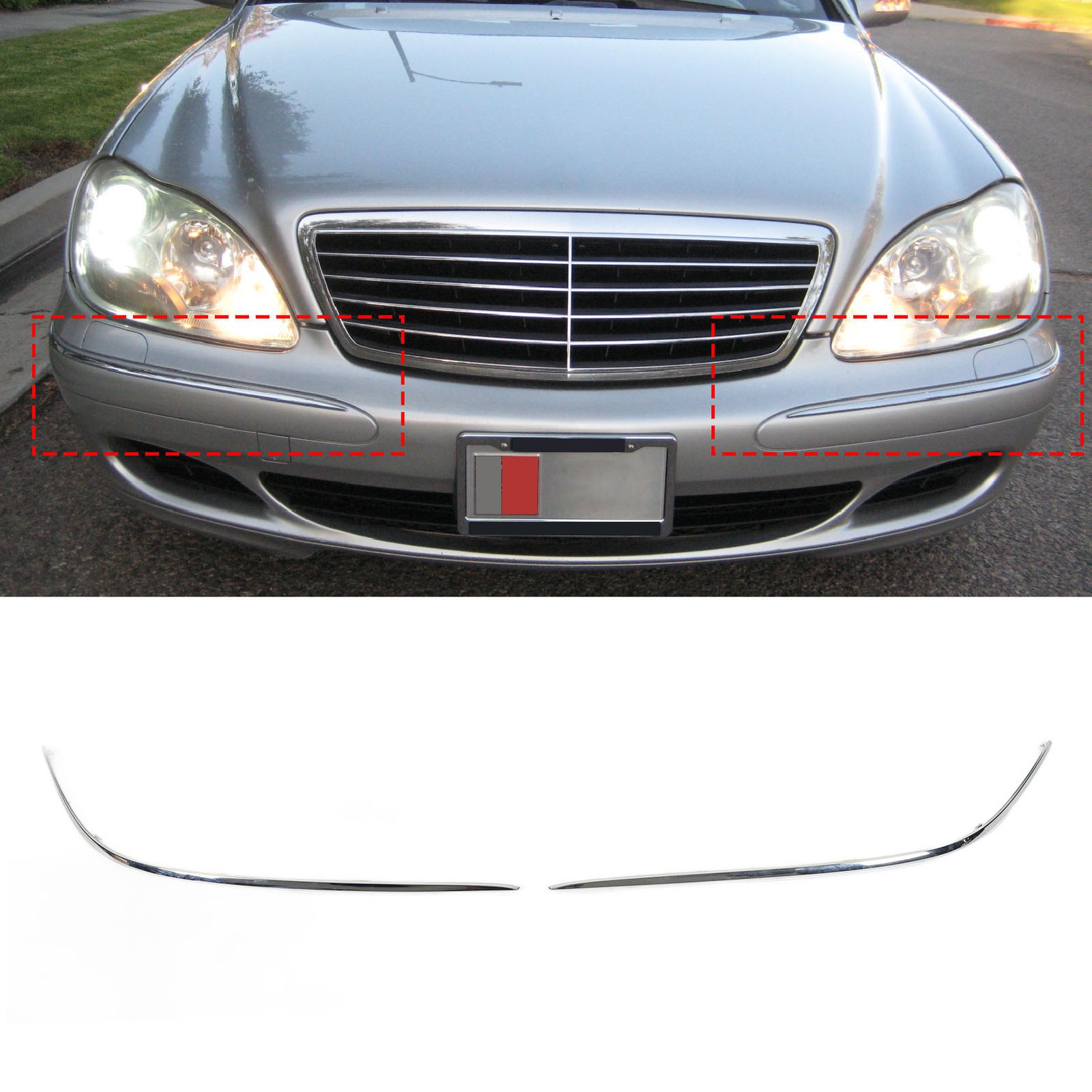 1Pair Front Bumper Outer Molding Chrome Cover Stylish Replacement For Benz ODHF