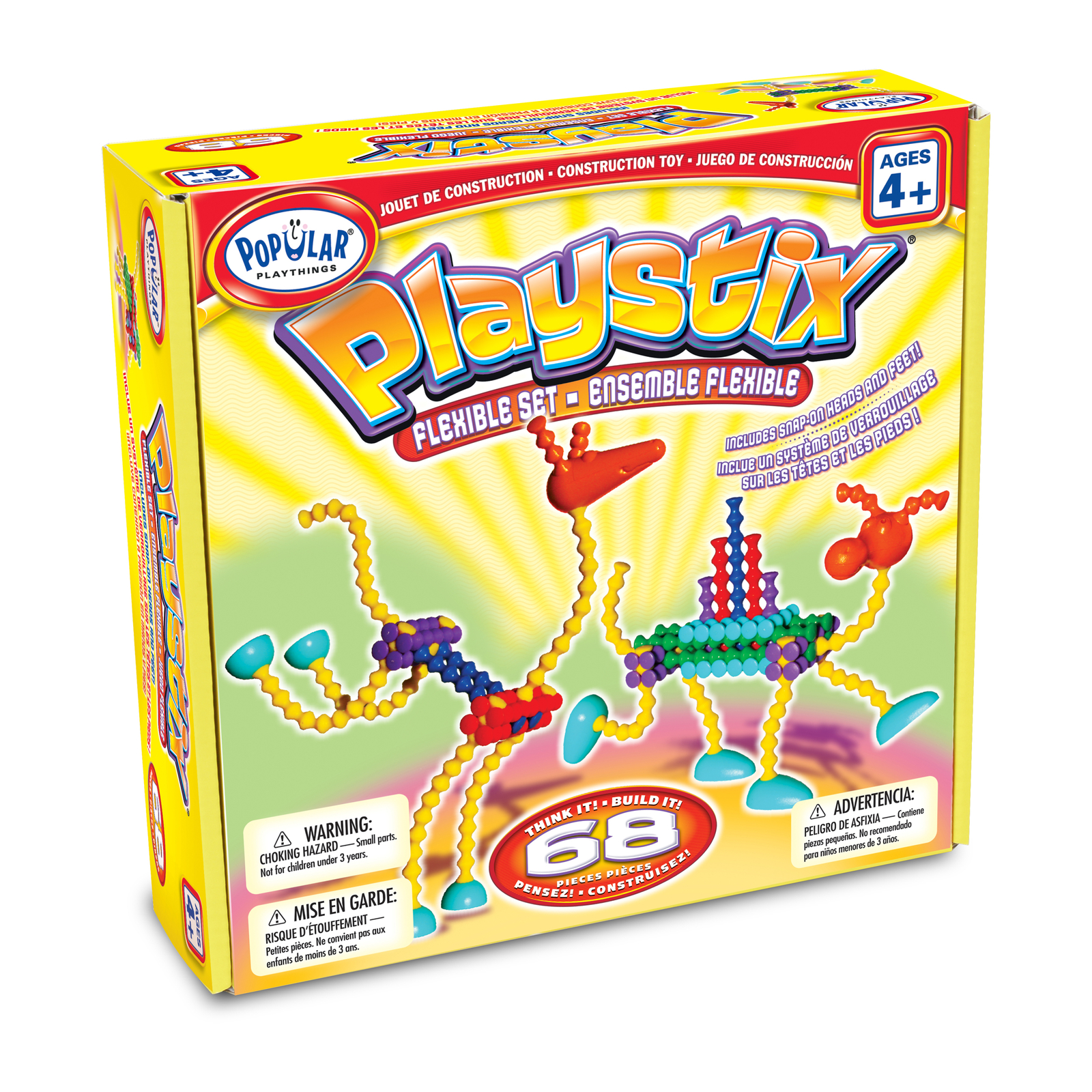New – Popular Playthings Playstix Flexible Set: 68 Pcs – Ages 4+ | 1+ players