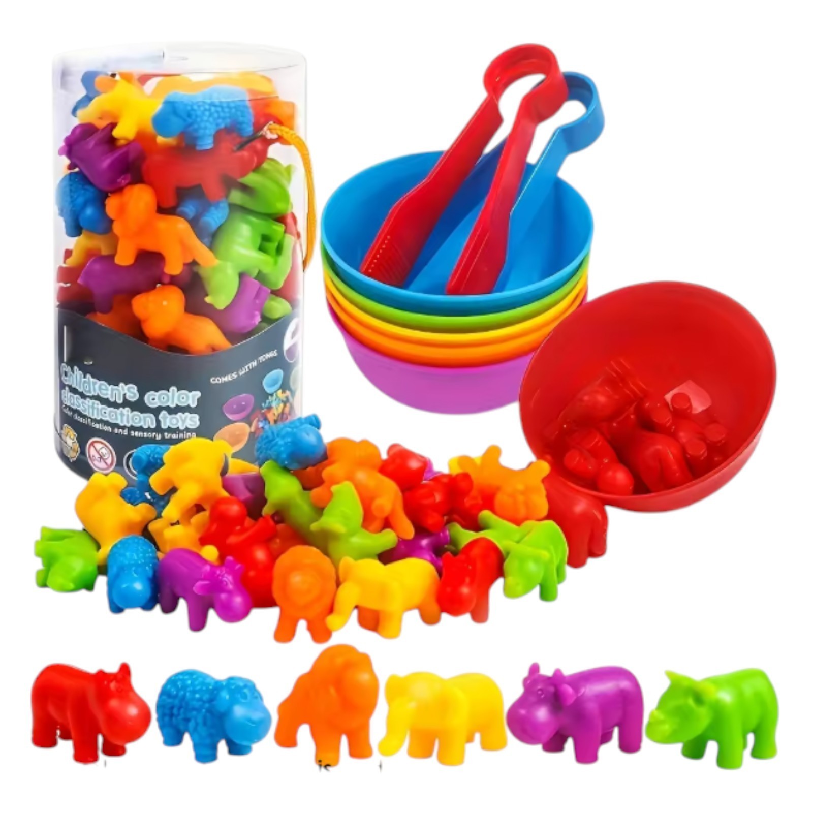 Counting Animal Matching Game Sorting Bowls Color Learning Toy Kids- African An