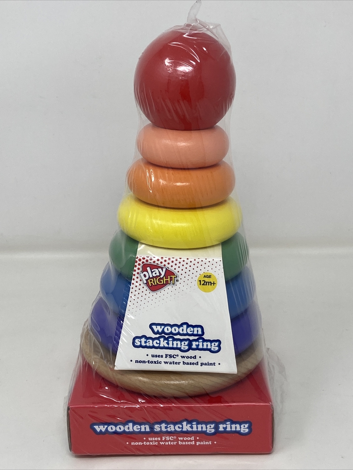 Wooden Stacking Rings Toy for 12mos+, Wood Sensory Tower
