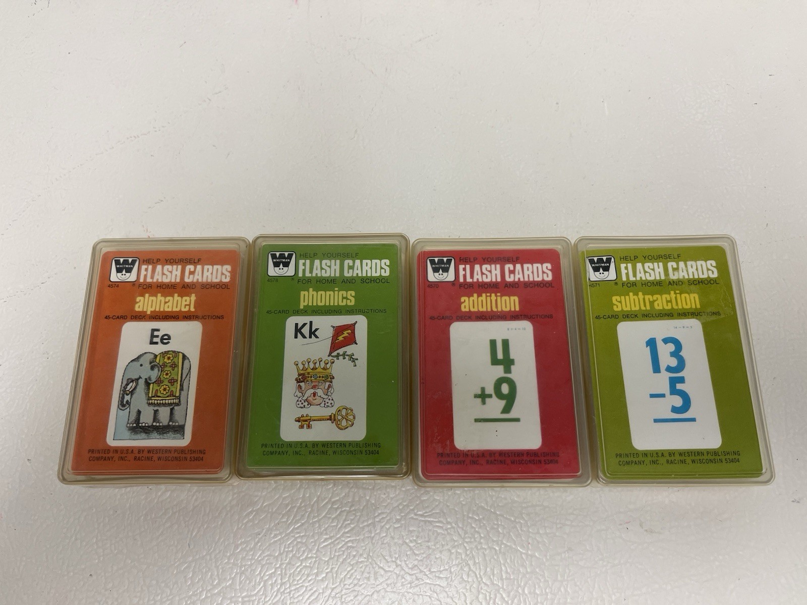 Whitman Math, subtraction, phonics,& Alphabet flash cards 7/11/25 C