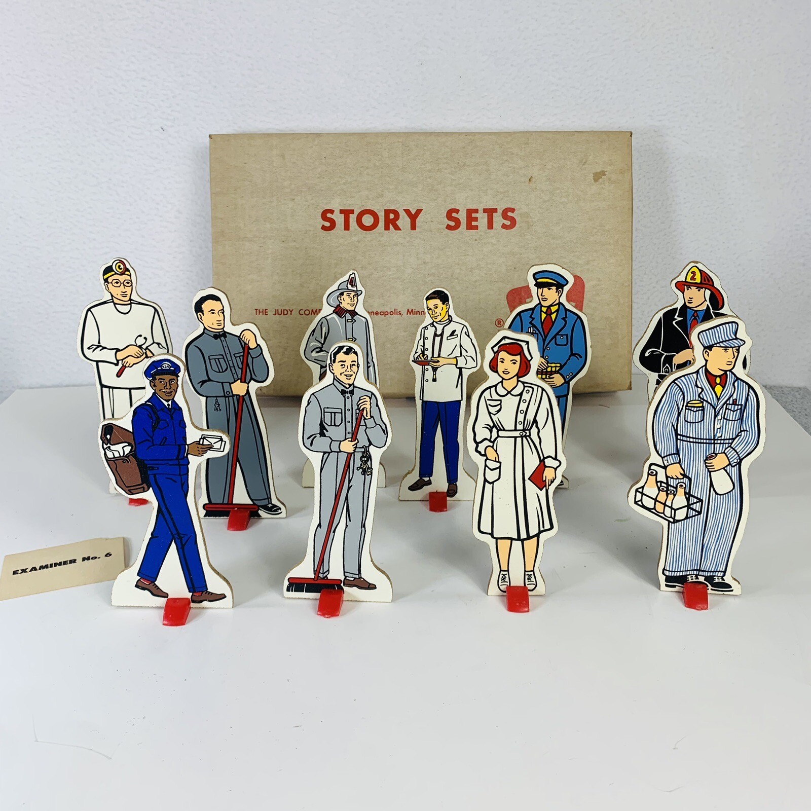 VTG Judy Story Set Of 10 Community Workers Stands Educational Collectibles 60s