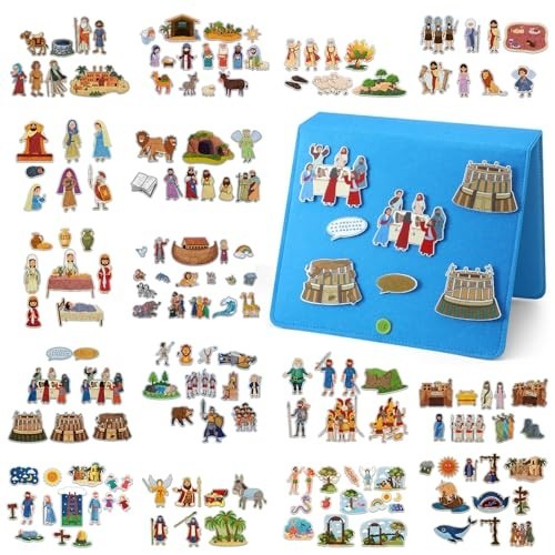 16 Pack Felt Board Story Sets – Flannel Story Pieces with Storage Binder & 16 Po