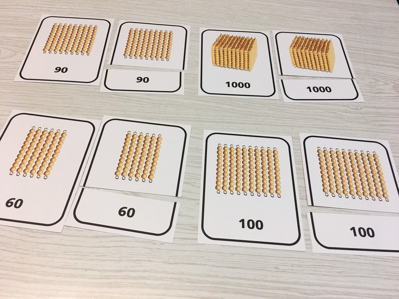 Golden Beads – Cards for Learning Center – Three Part Cards – Montessori