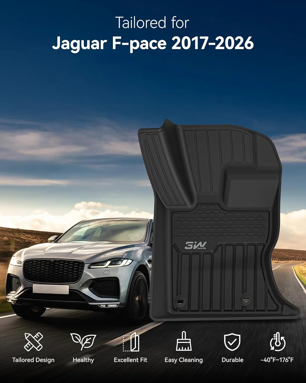 3W Floor Mats Fit for Jaguar F-pace & Land Rover Range Rover Velar 2017-2024 202
