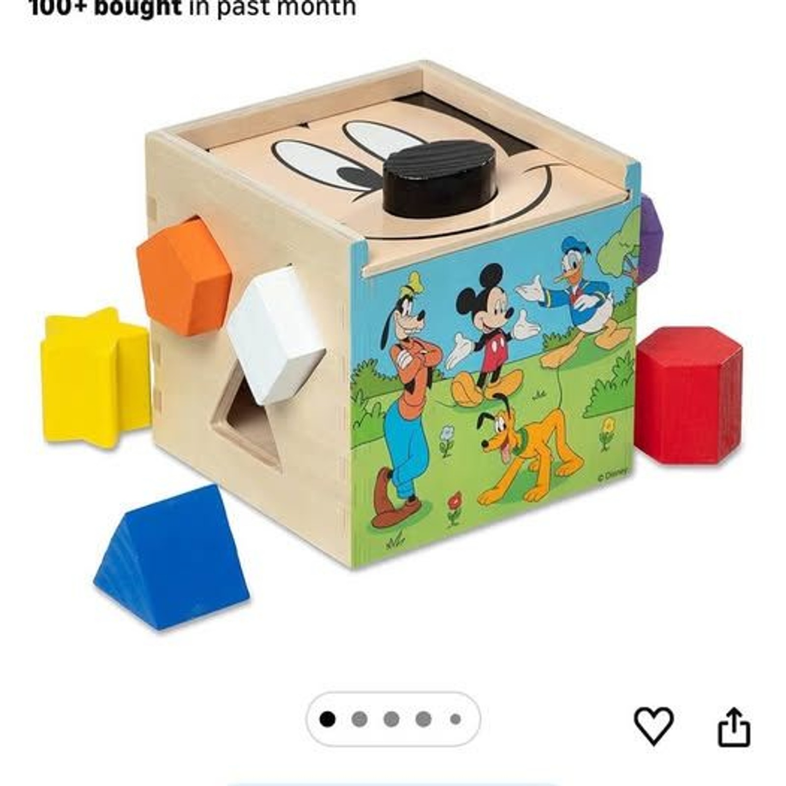 Melissa & Doug Disney Mickey Mouse & Friends Wooden Shape Sorting Cube