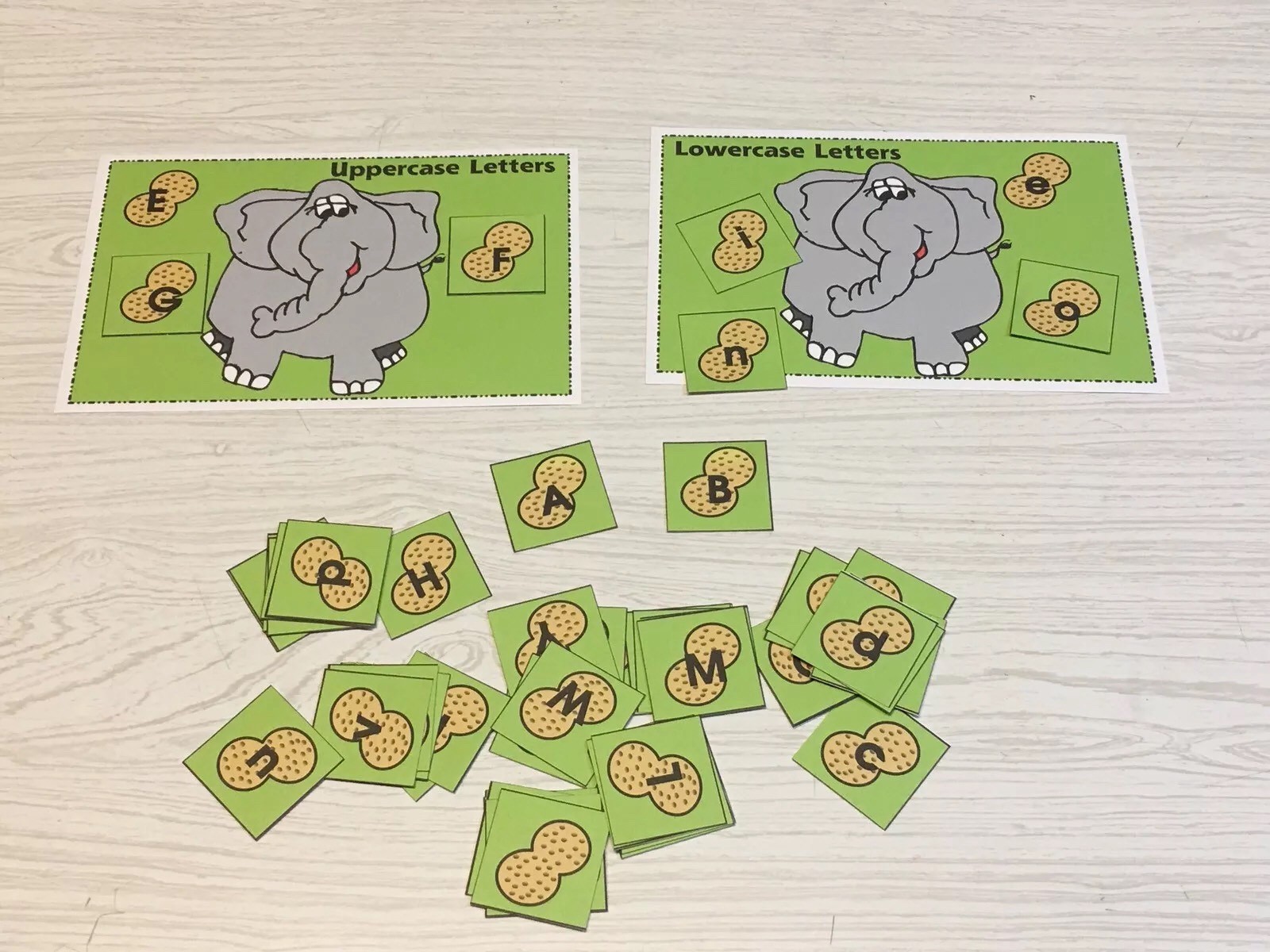 Elephant’s Peanut Sort – Uppercase Lowercase -Laminated Activity Set