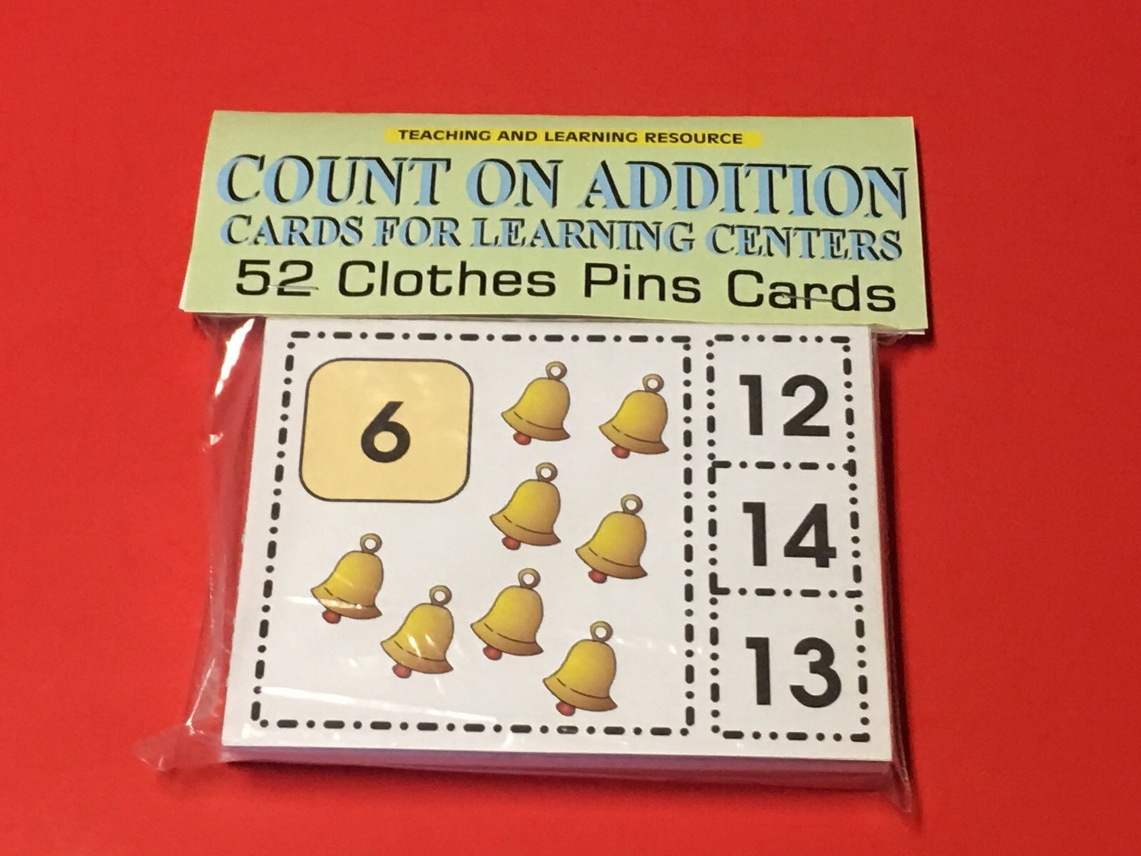 Count On Addition Cards – Cards for Learning Center 52 Cards-Letters Teaching