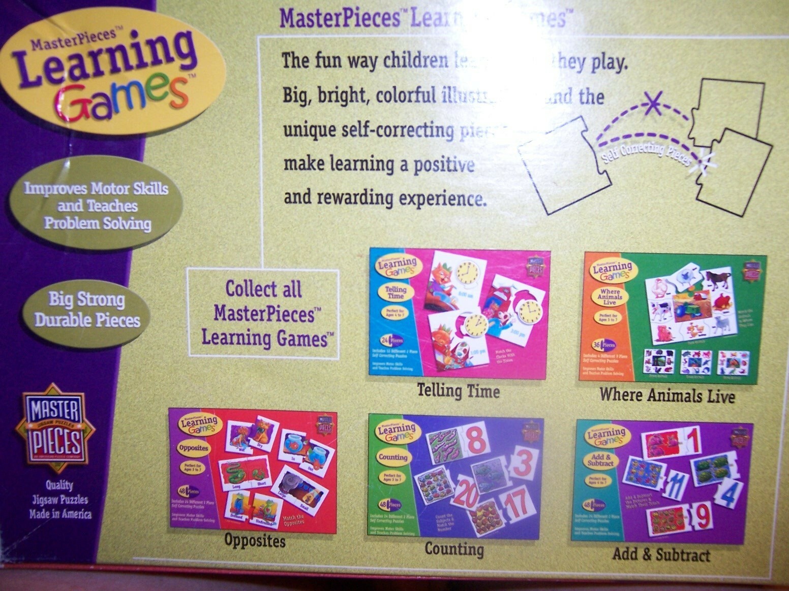 MASTERPIECES LEARNING GAMES – Match the Opposites AGES 3 TO 7