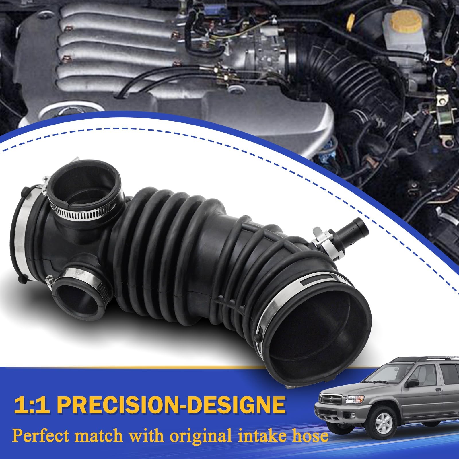 Air Cleaner Intake Hose For 01-03 Infiniti QX4/Nissan Pathfinder 3.5L, Black