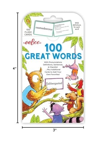 Educational Flash Cards 100 Words Vocabulary Builder Game for Kids Adults