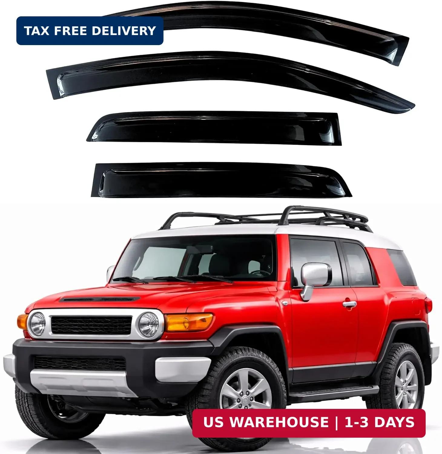 KPY Rain Guards Fit for 2007-2014 Toyota FJ Cruiser, Out-Channel Window Visors V