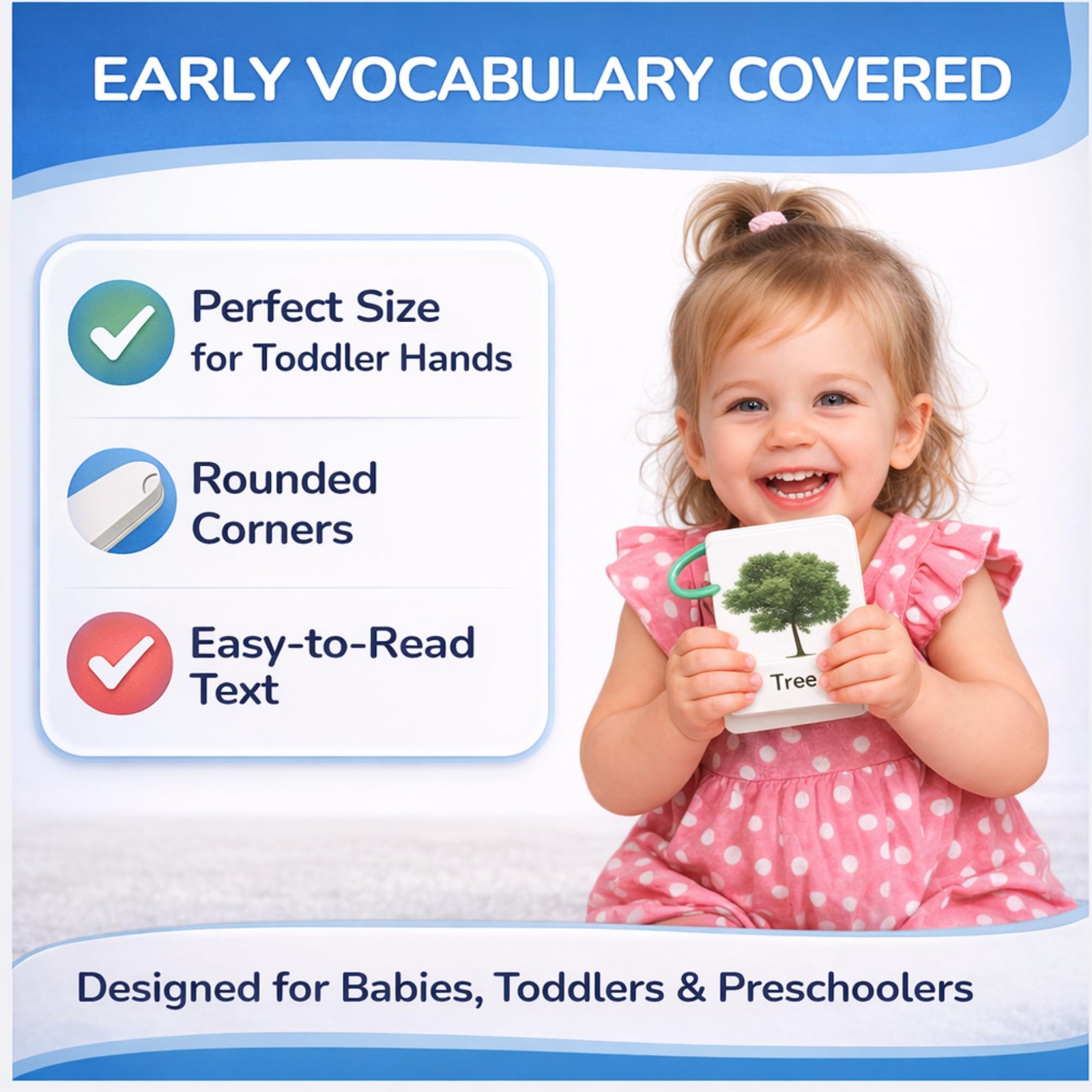 Flash Cards for Toddlers 1–3 with Rings,250 Double-Sided Cards,500 Words–1 Ye…